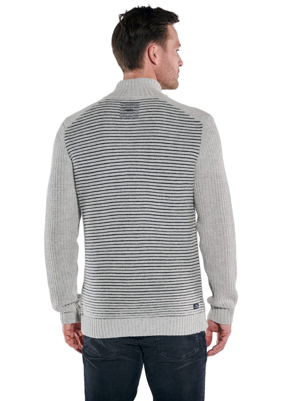 Engbers Stehkragenpullover engbers Herren Troyer mit Streifenstruktur, Hell günstig online kaufen