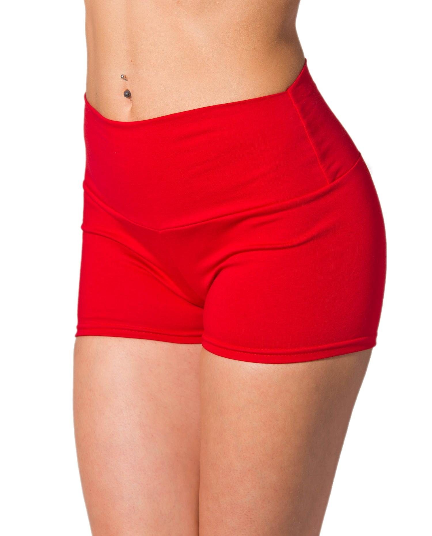Alkato Yogashorts Alkato Damen Sport Shorts mit Hohem Bund Hotpants Rot