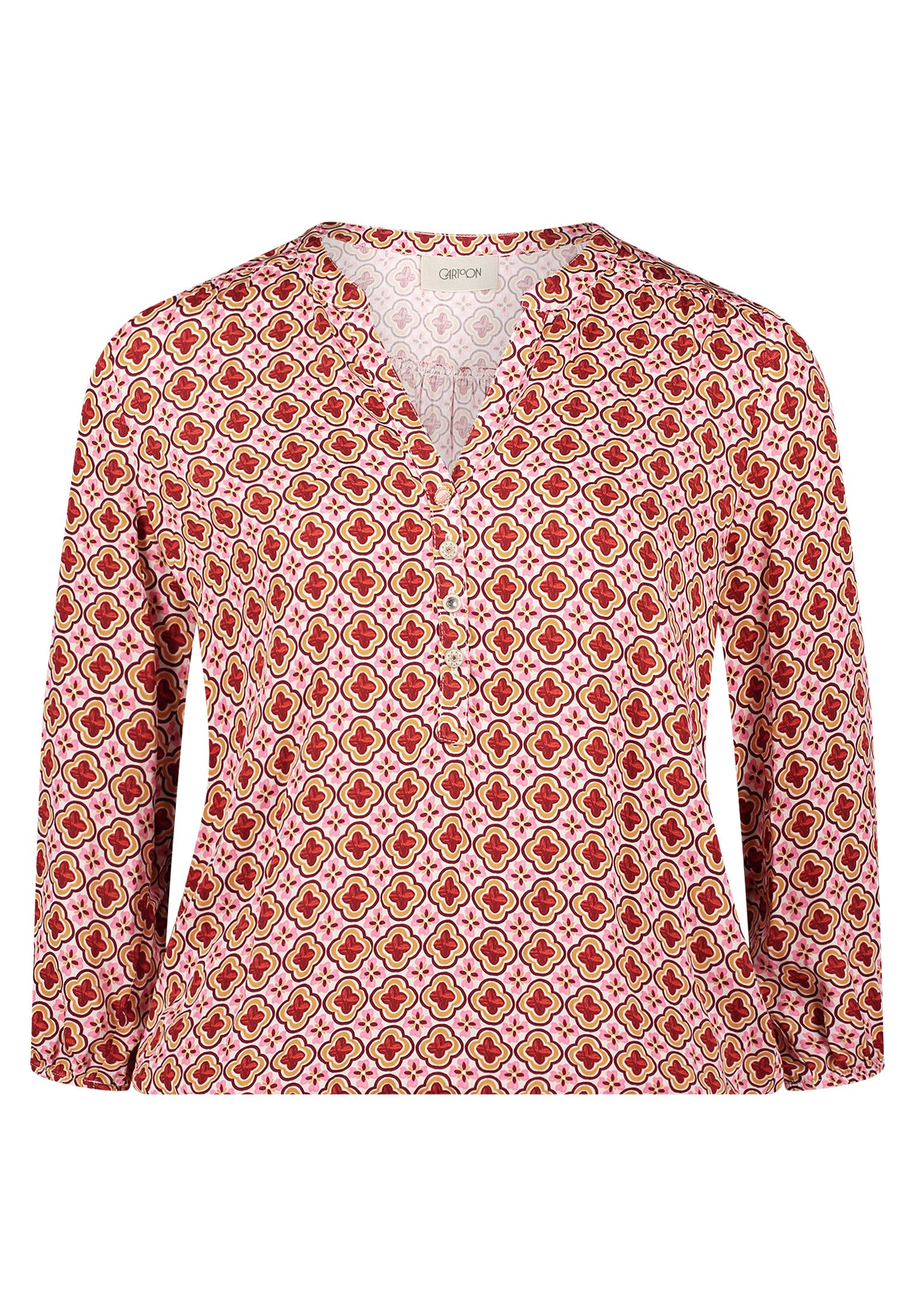 Cartoon Schlupfbluse Damen Casual-Bluse mit Muster günstig online kaufen