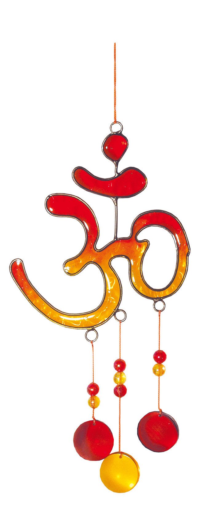Saraswati Hängedekoration Suncatcher "Om" Fiberglas rot-orange 10x21cm