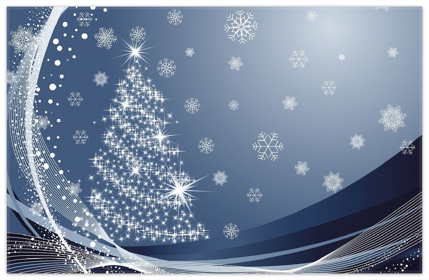 Wallario Teppich Glitzernder Tannenbaum mit Schneeflocken, rechteckig, rutschfest