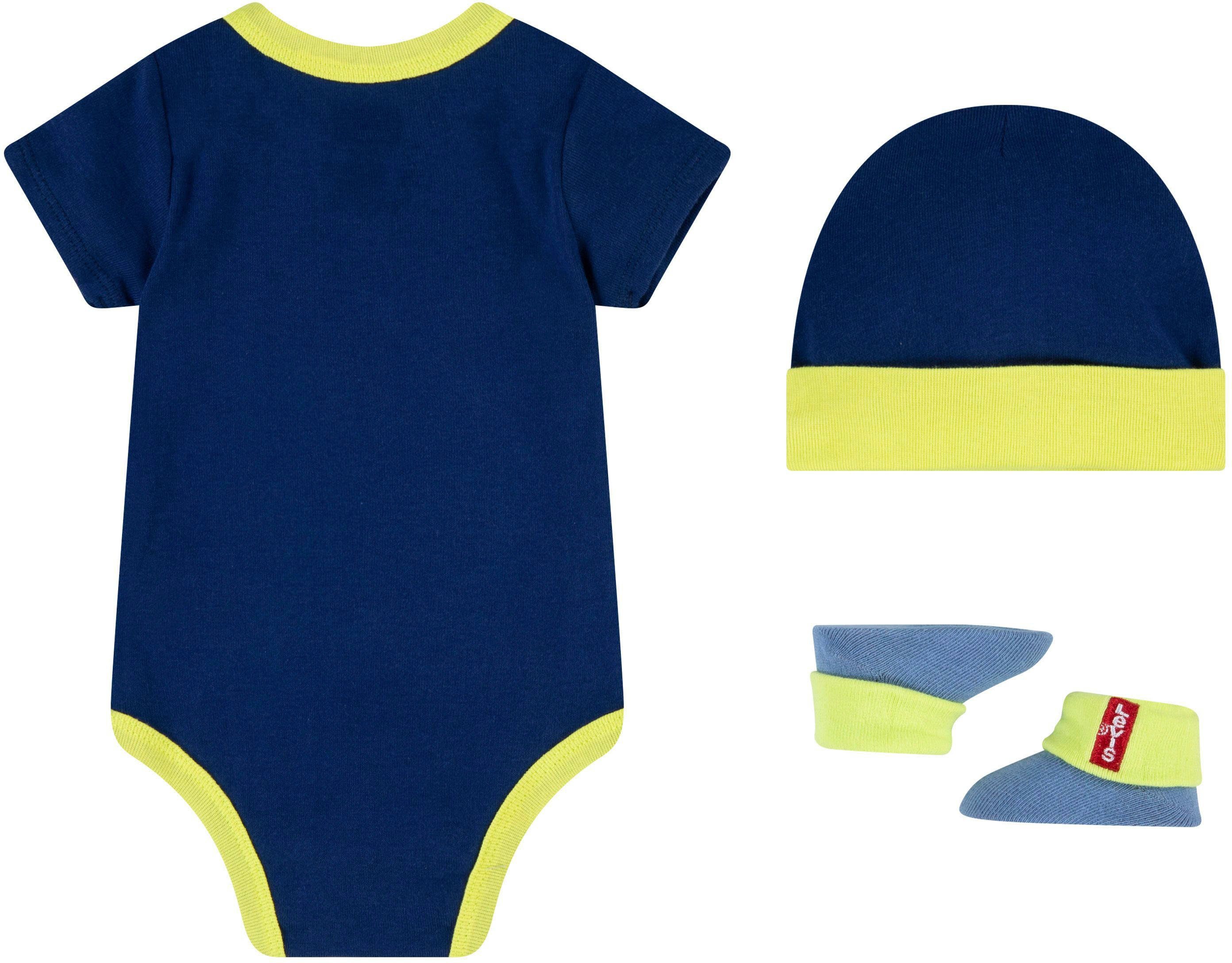 Kurzarmbody (Set, Kids blau-gelb Neugeborenen-Geschenkset 3-tlg) UNISEX Levi's®