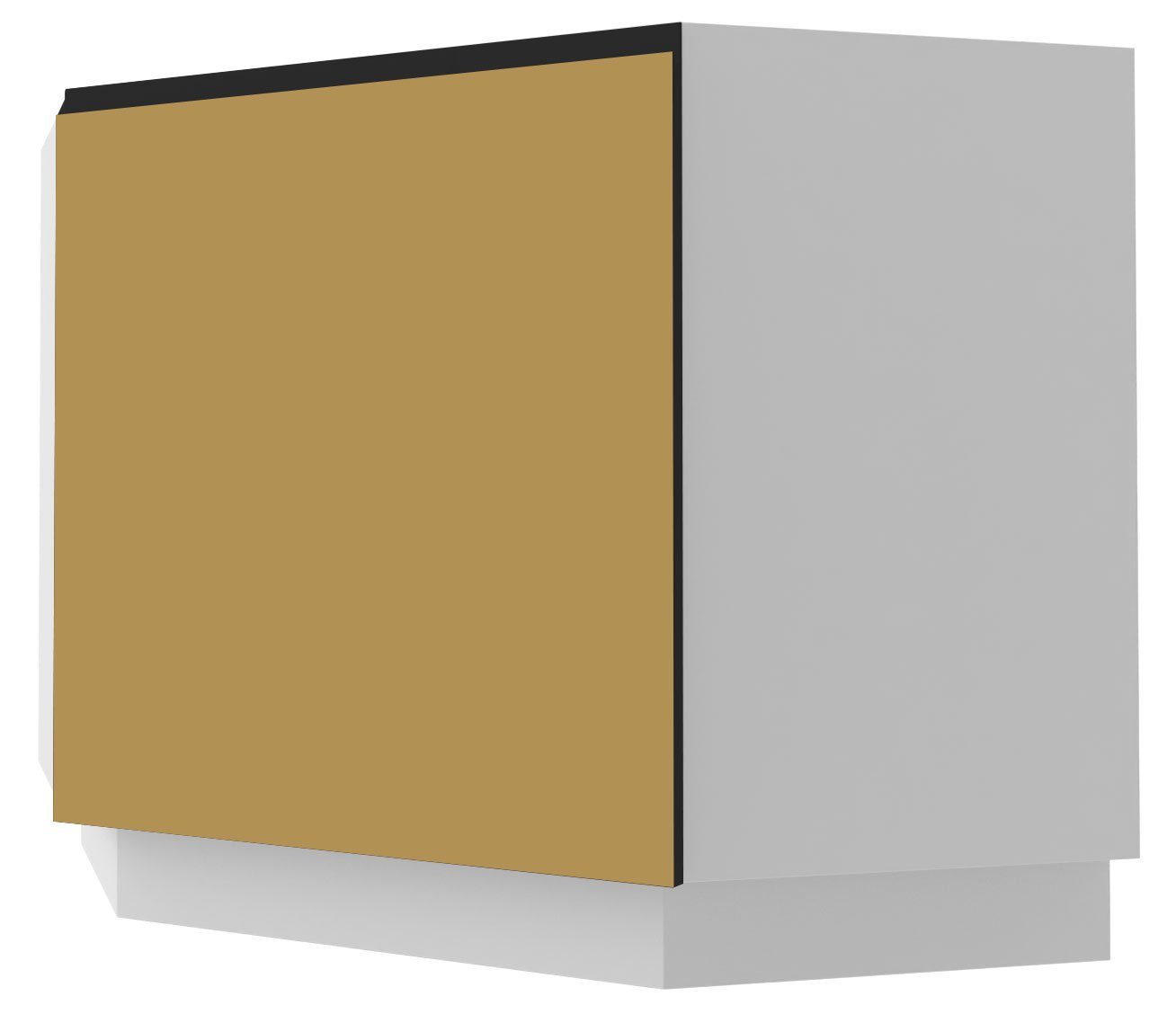 Feldmann-Wohnen Unterschrank Velden 84cm Front- & Korpusfarbe wählbar grifflos 1-türig mit Topfkarussell gold super matt