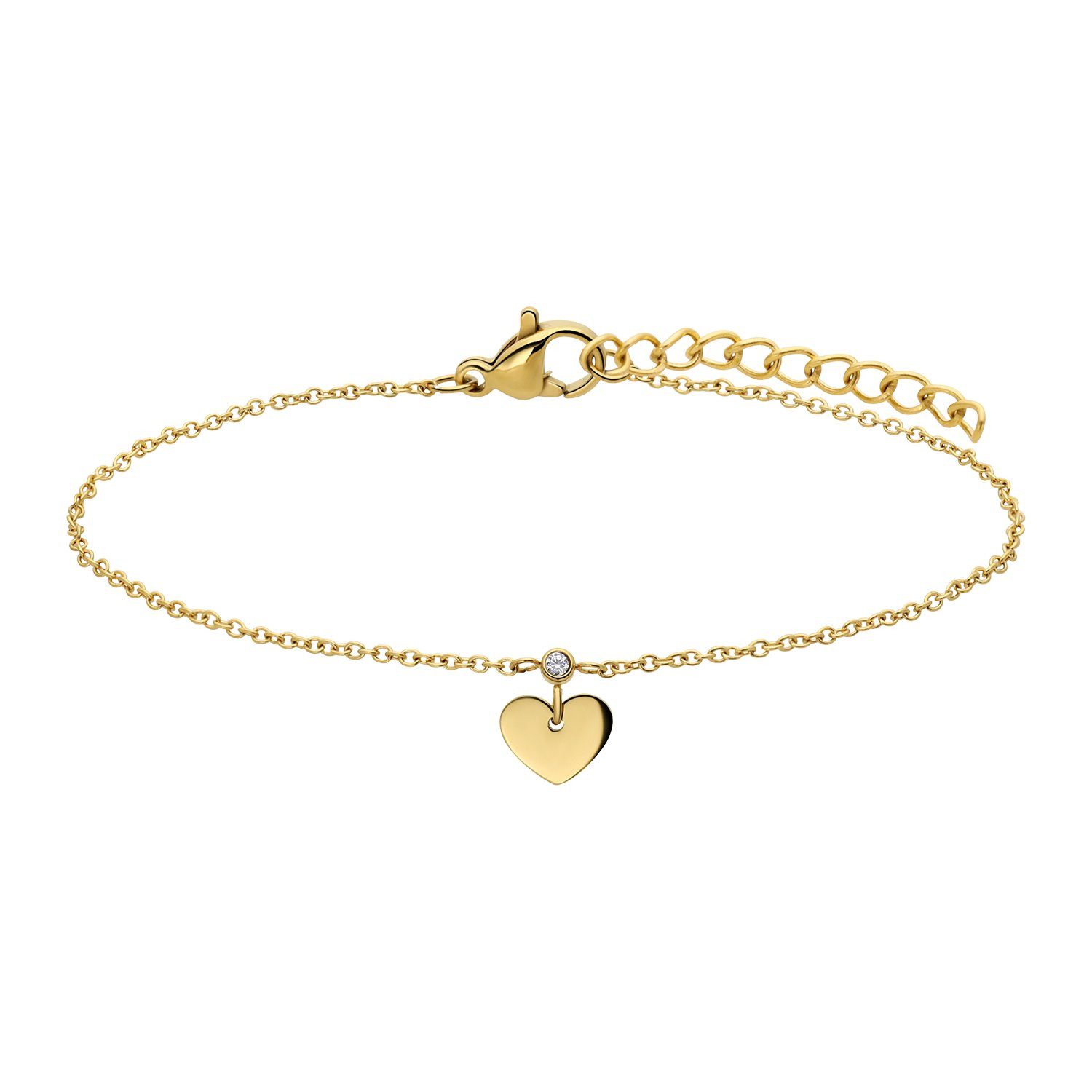 LUCARDI Charm-Armband Armband - Stahl - Gold - Zirkonia - Damen