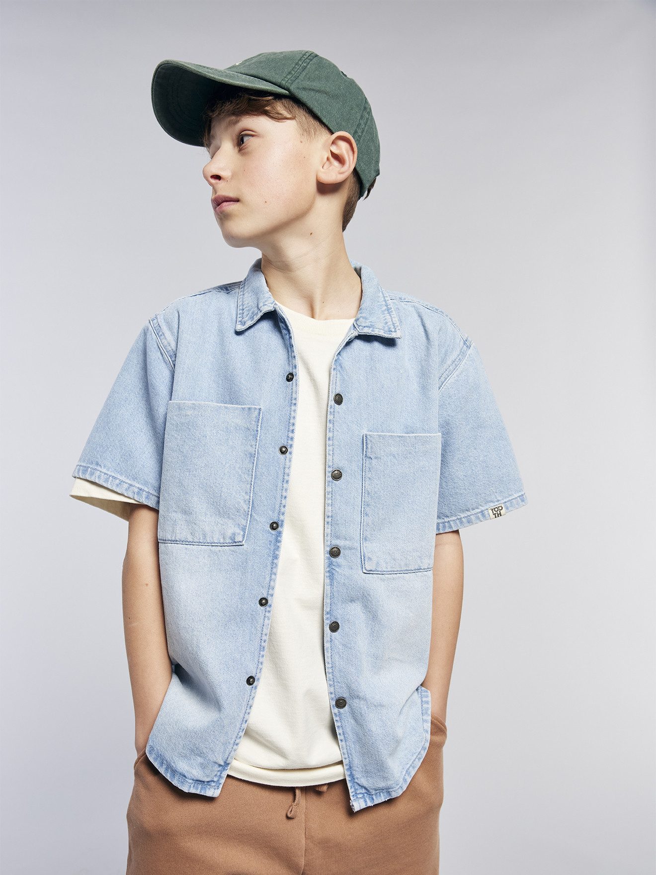 jonen Kurzarmhemd Jungen Kurzarm-Hemd aus Light-Denim – Bild 4 von 5