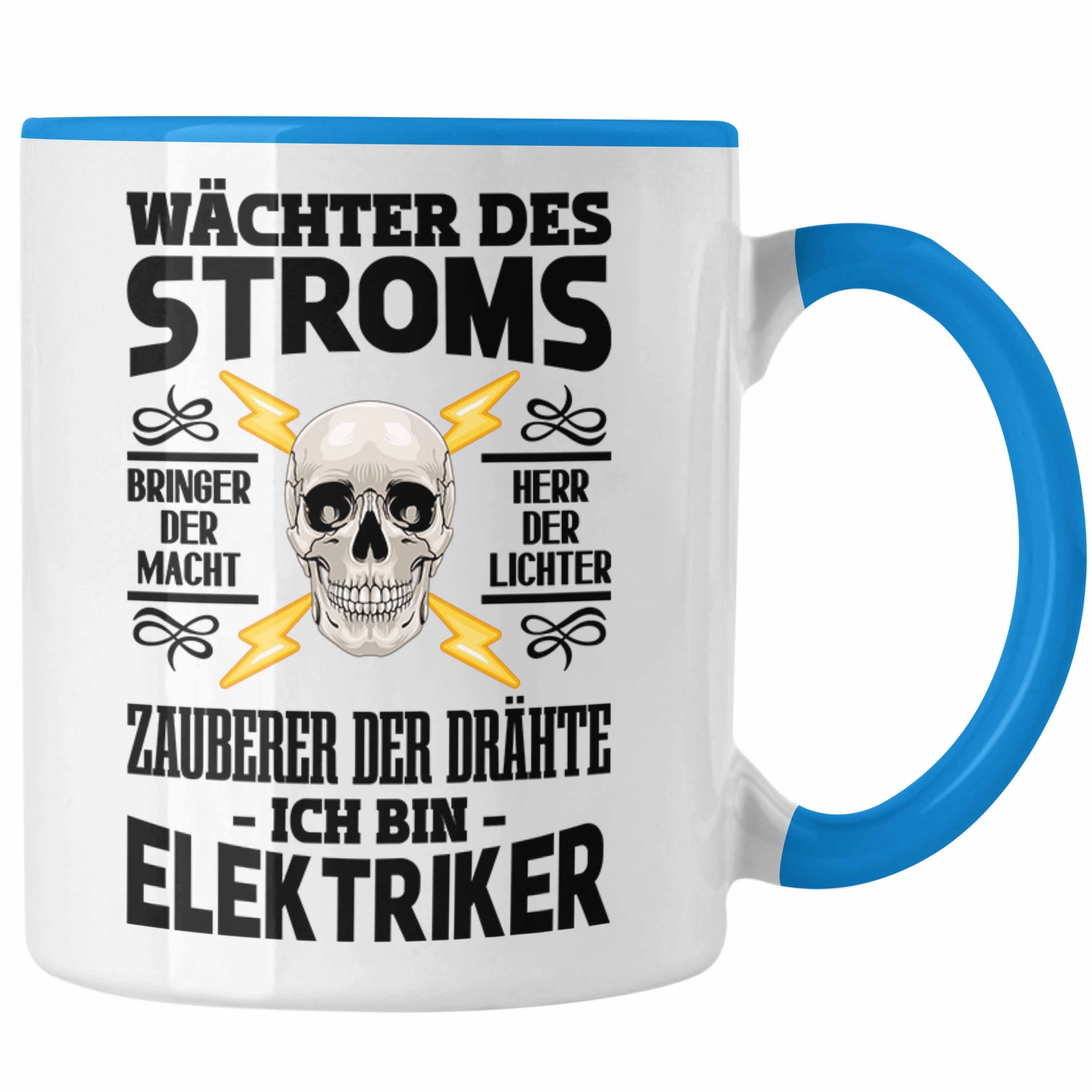 Trendation Tasse Trendation - Elektriker Tasse Spruch für Männer Geschenk Lustig Gadget Geschenke Kaffeebecher Blau