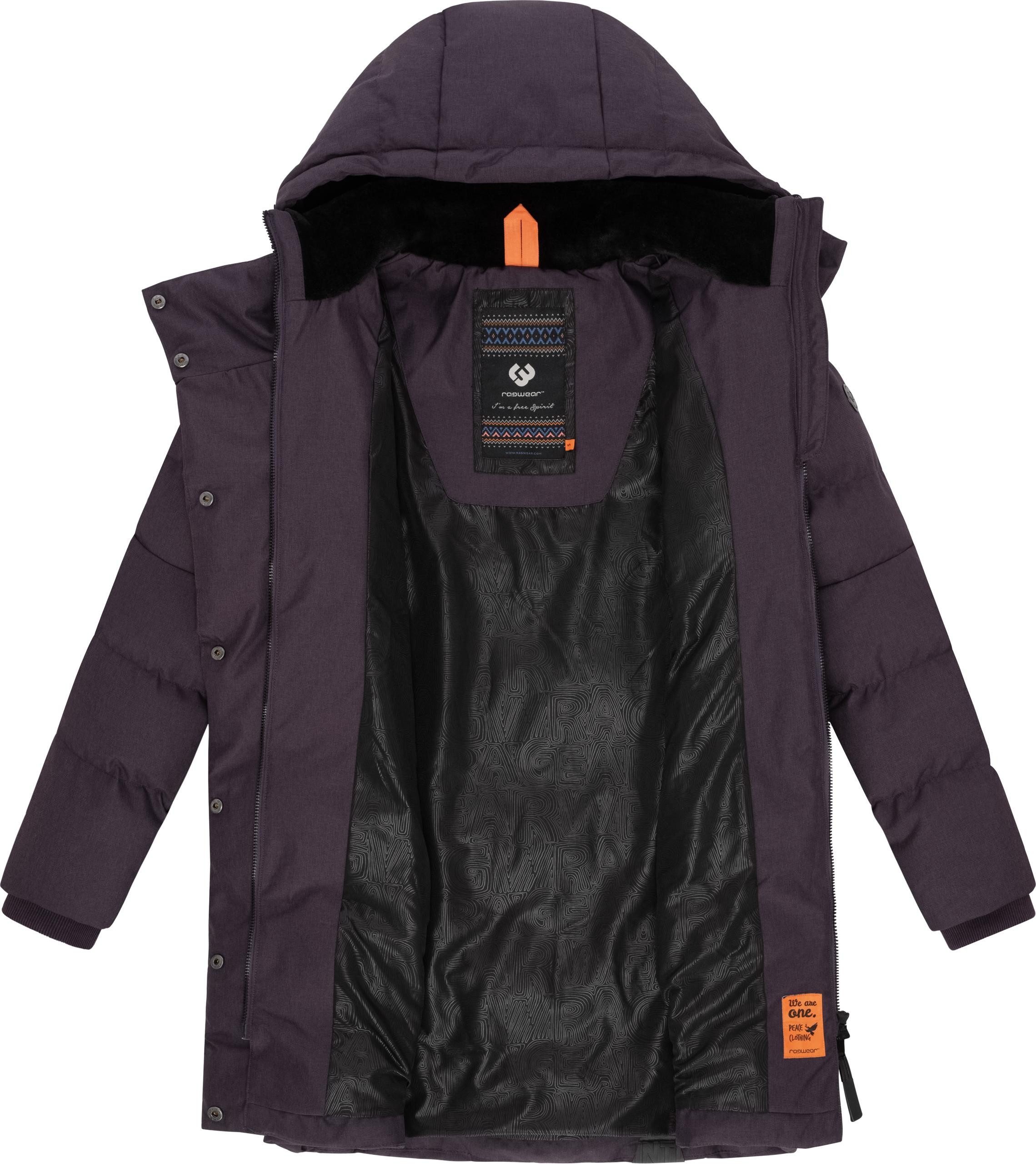 Ragwear Wintermantel Pavla stylischer Winterparka mit Teddyfutter und Kapuze