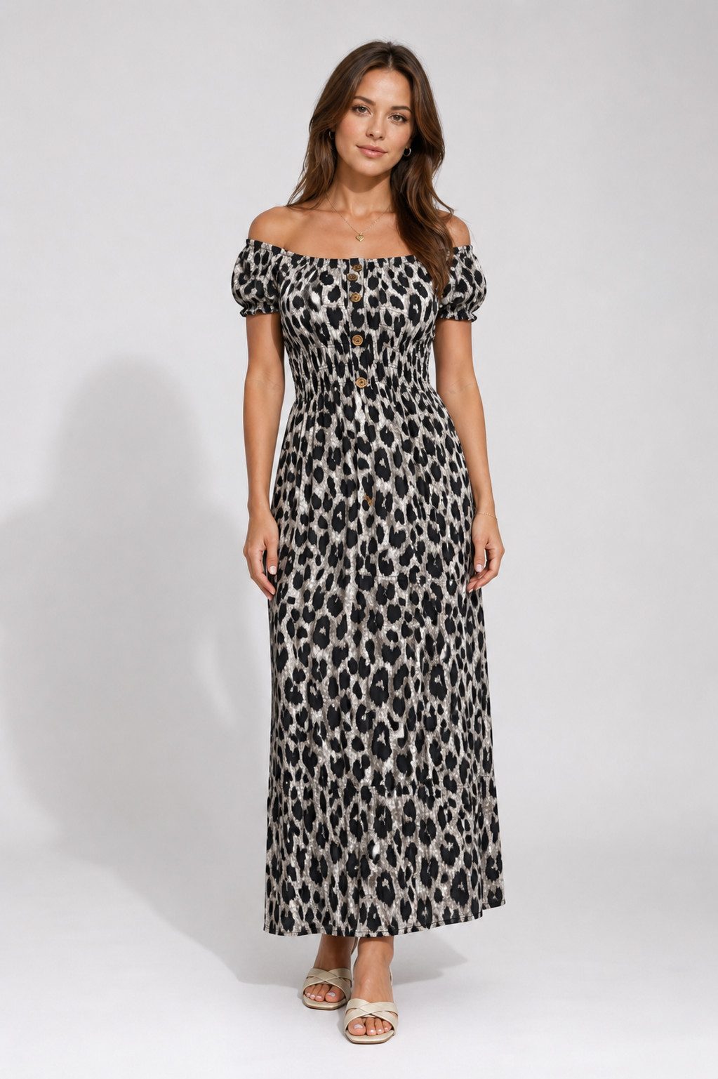 ITALY VIBES RAFFAELLA - Leo Maxikleid - Luftiges Kleid - langes Kleid - Leo Print ONE SIZE Gr. 36 - 42 / S - XL