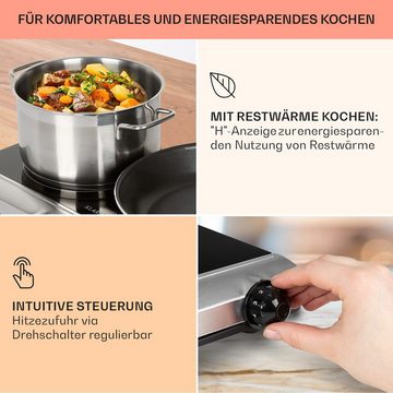 Klarstein Induktions-Kochfeld CP10-CookBuddy-SL CP10-CookBuddy-SL, Kochfeld 2 Zonen Glaskeramik Elektrokochfeld