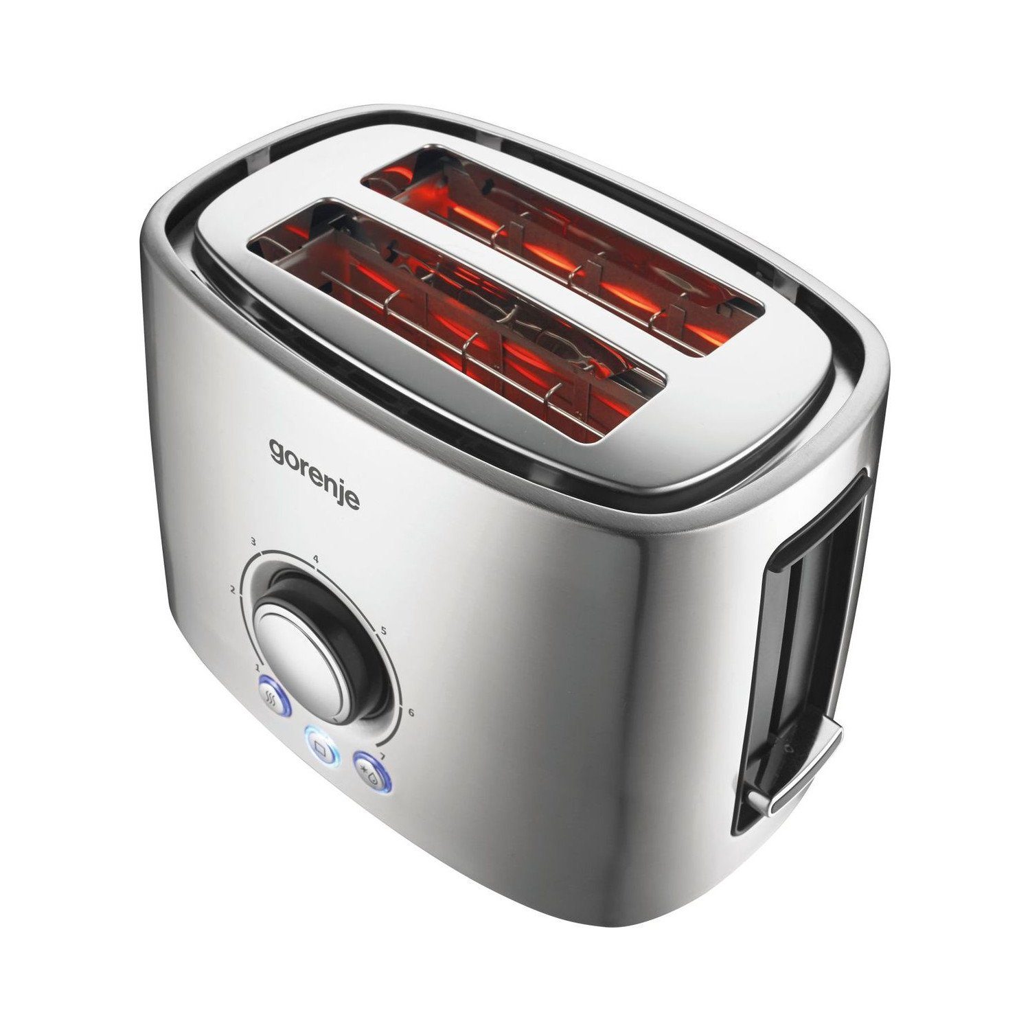 GORENJE Toaster T1000E, für 2 Bräunungsstufen, Scheiben, Krümelschublade Edelstahl, W, 7 Brötchenaufsatz, 1000