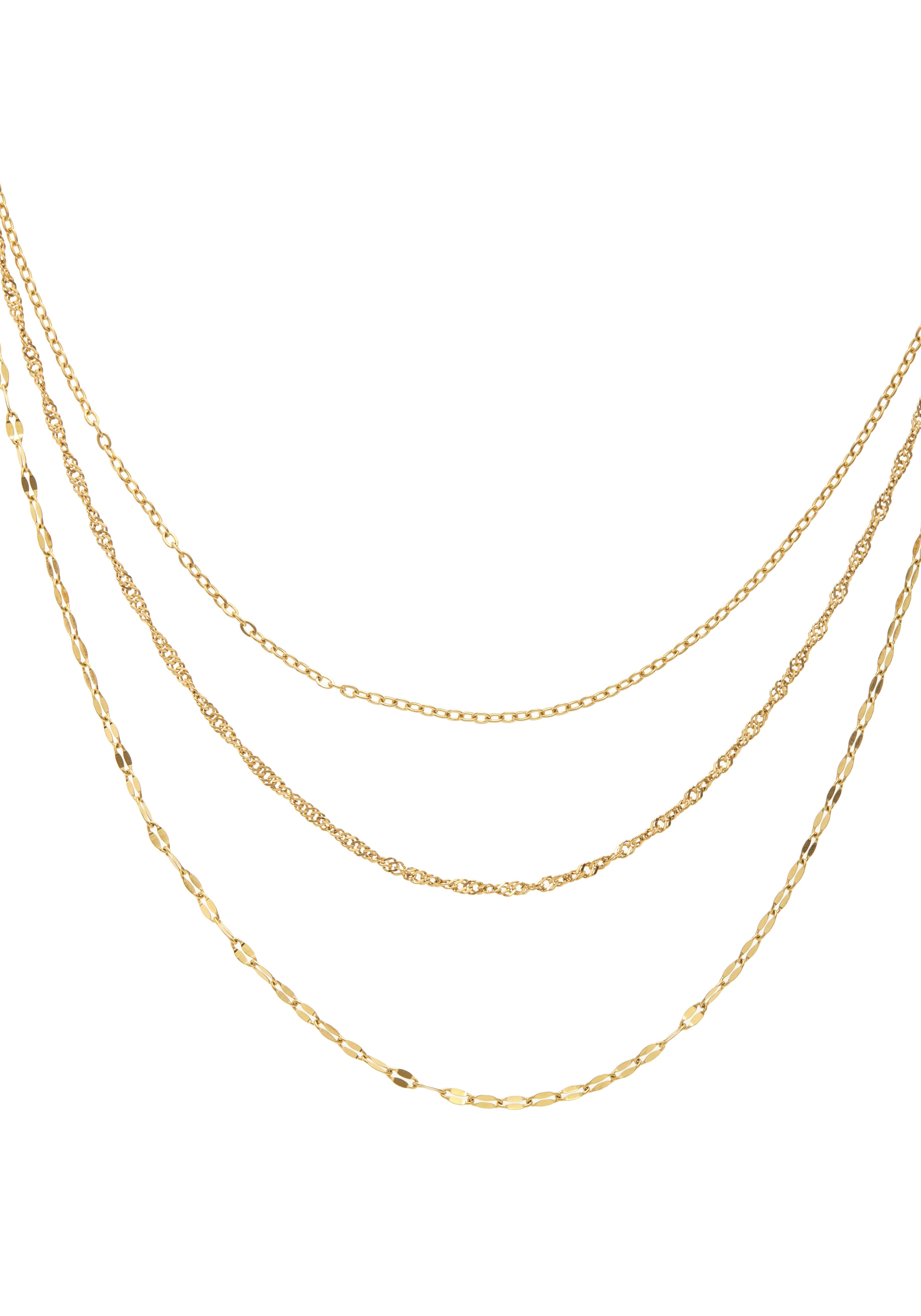 LASCANA Collier 3- reihige Halskette, Hochwertige und zarte Kette mit Goldb günstig online kaufen
