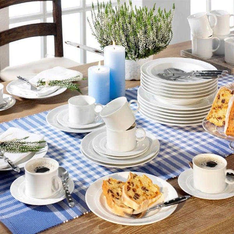 Friesland Porzellan Kombiservice Jeverland Weiß, 6 Personen, Porzellan, 36-tlg.