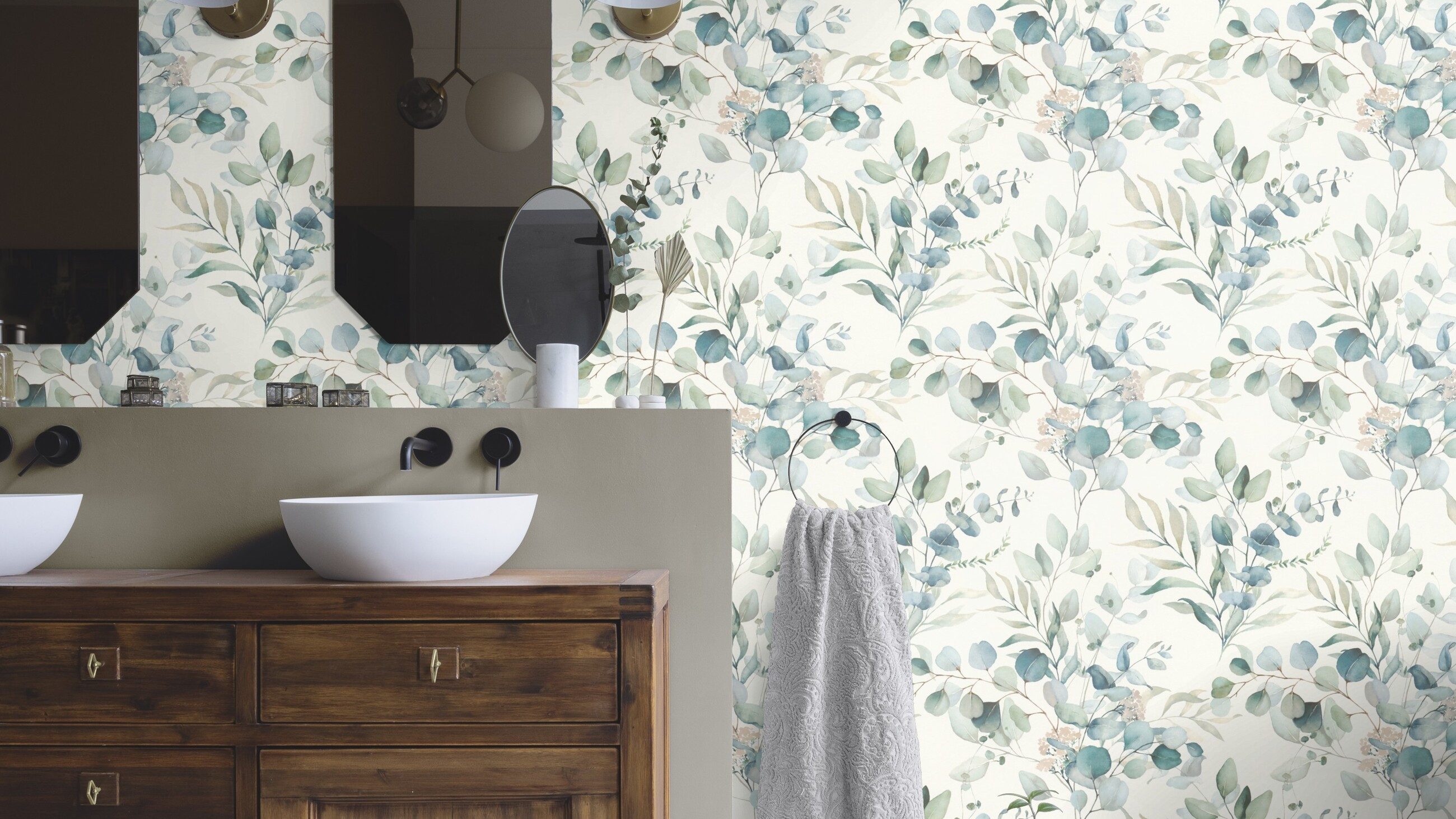 Rasch Vliestapete Eukalyptus-Motiv Creme Grün, Naturoptik, (1 Rolle, 1 St., Kollektion 'Kids World II' - 10,05 m x 0,53 m), gute Lichtbeständigkeit, feucht abwi – Bild 3 von 5
