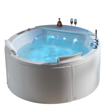 Duwilux Whirlpool-Badewanne Freistehender Whirlpool 155x155 Austin 2 Badewanne (weiß) SOFORT, (1-tlg), Farblichttherapie