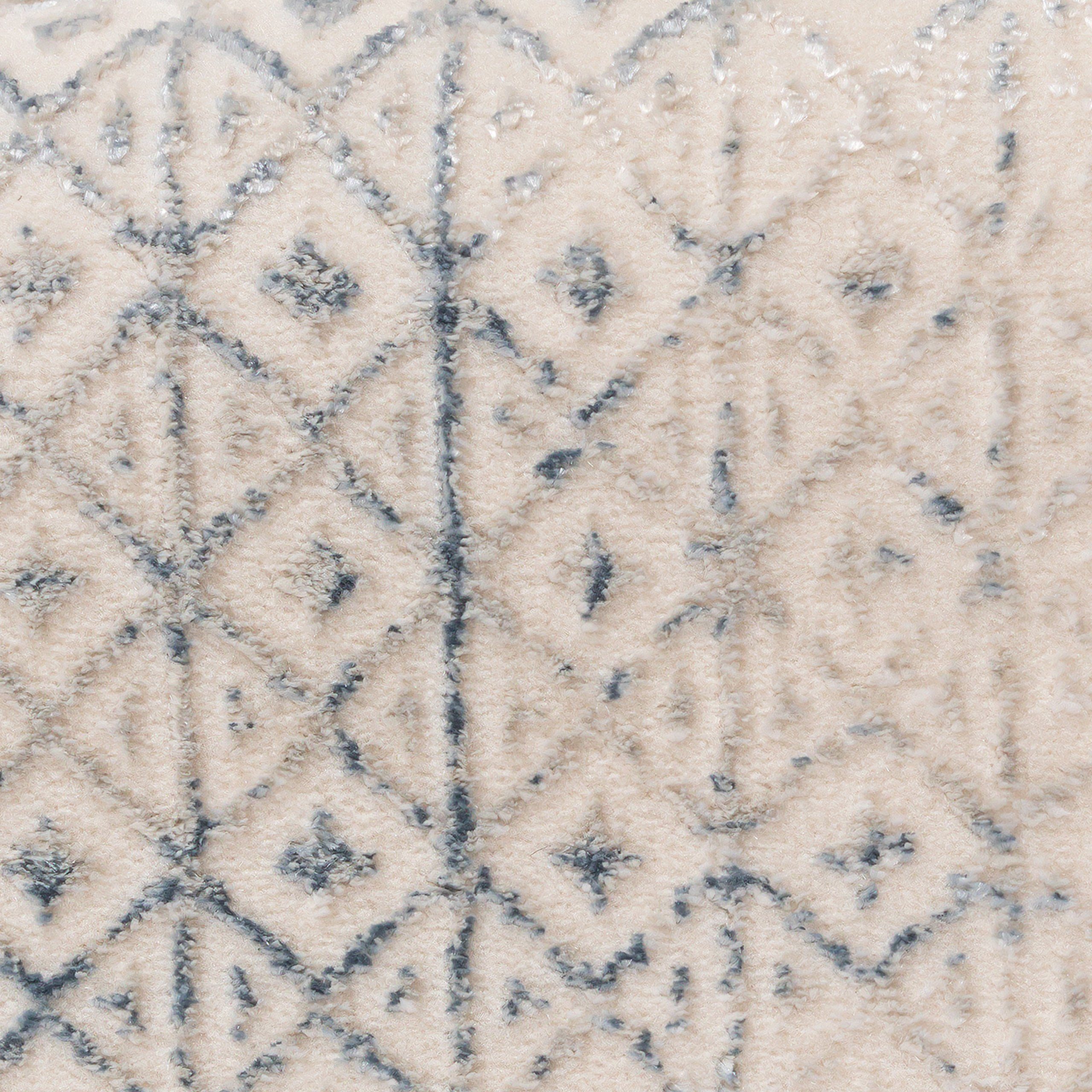 Carpetia Teppich Moderner Designer Teppich, glänzend, in blau-weiß, rechteckig, Höhe: 5 mm