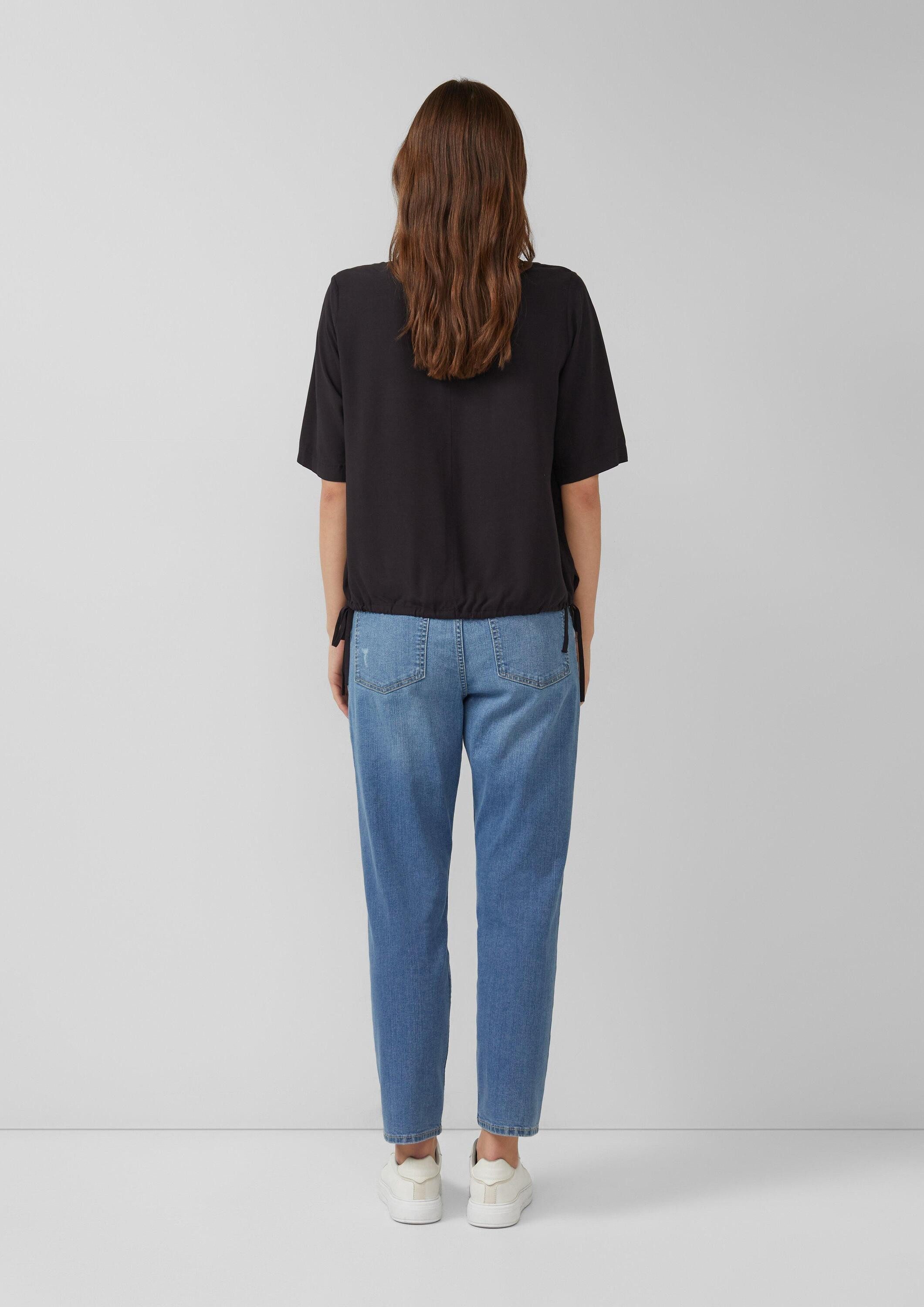s.Oliver Kurzarmbluse Bluse Shirt-Bluse mit verstellbarem Saum