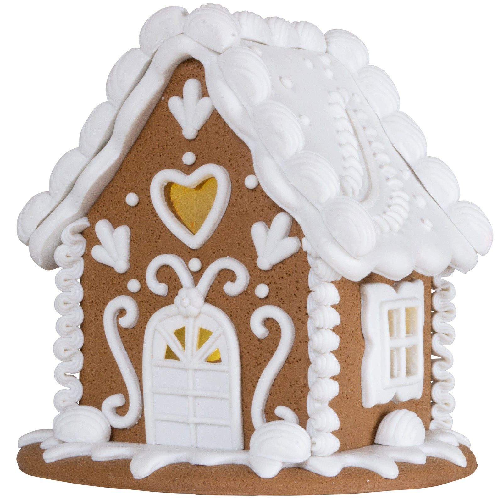 Christmas Paradise Weihnachtshaus Lebkuchenhaus mit LED 14 cm, Weihnachtsdeko, braun-weiß, leuchtet