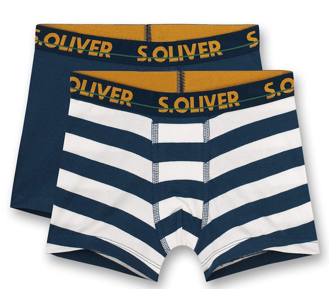 Ringel Boxershorts 2-St) (Set, 2er Junior Boxershorts s.Oliver Jungen s.Oliver Pack Shorts blau