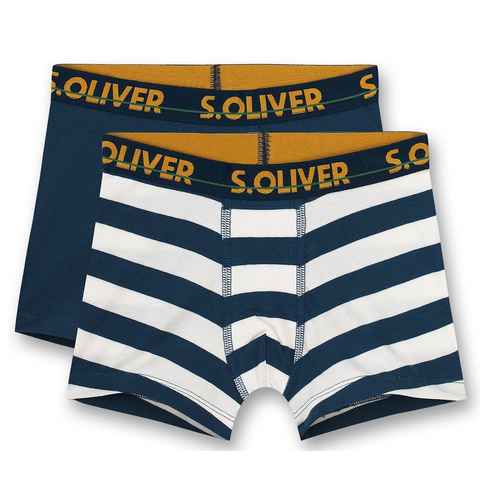 s.Oliver Junior Boxershorts s.Oliver Jungen 2er Pack Boxershorts Shorts blau Ringel (Set, 2-St)