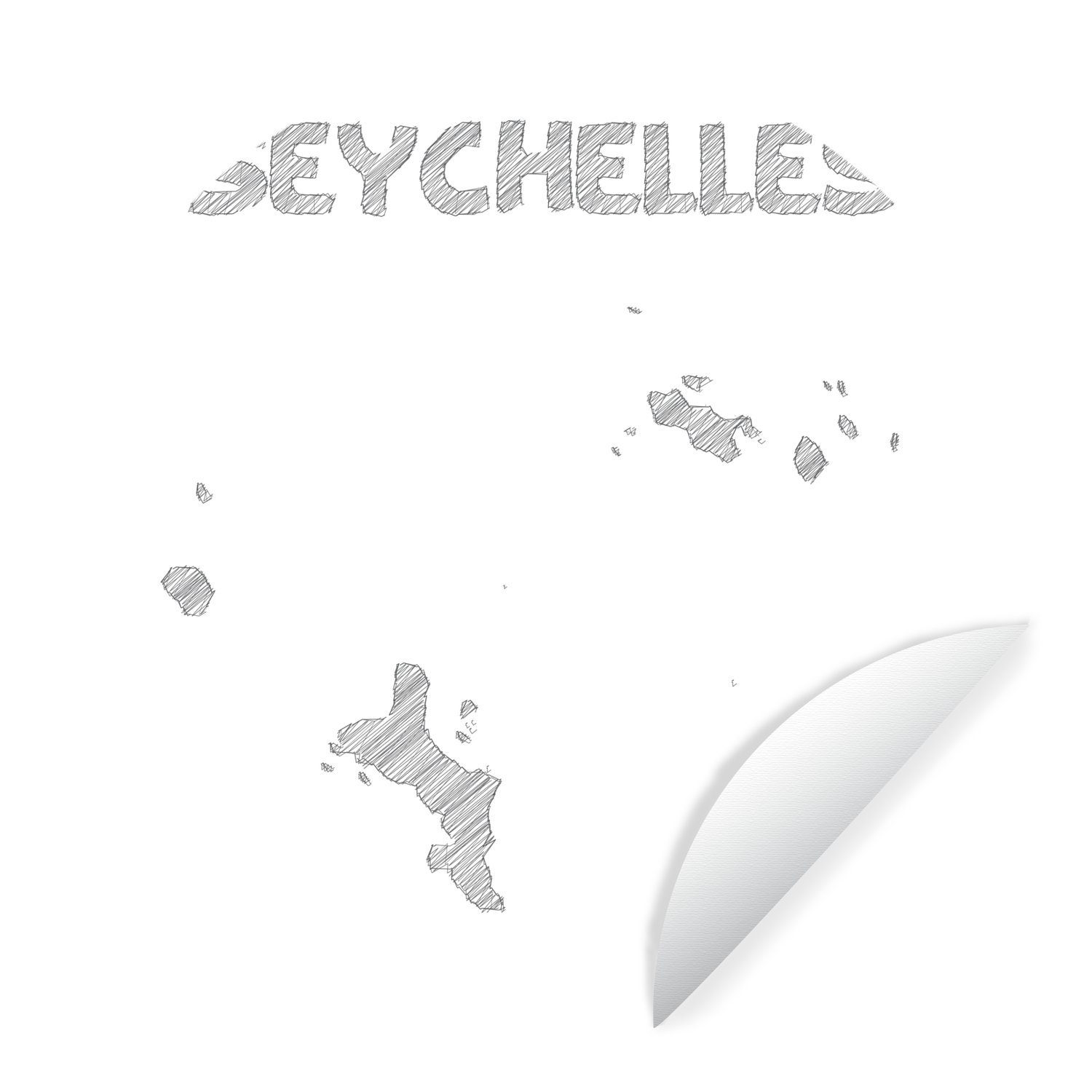 MuchoWow Wandsticker Illustration einer Skizze der Seychellen (1 St), Tapetenkreis für Kinderzimmer, Tapetenaufkleber, Rund, Wohnzimmer