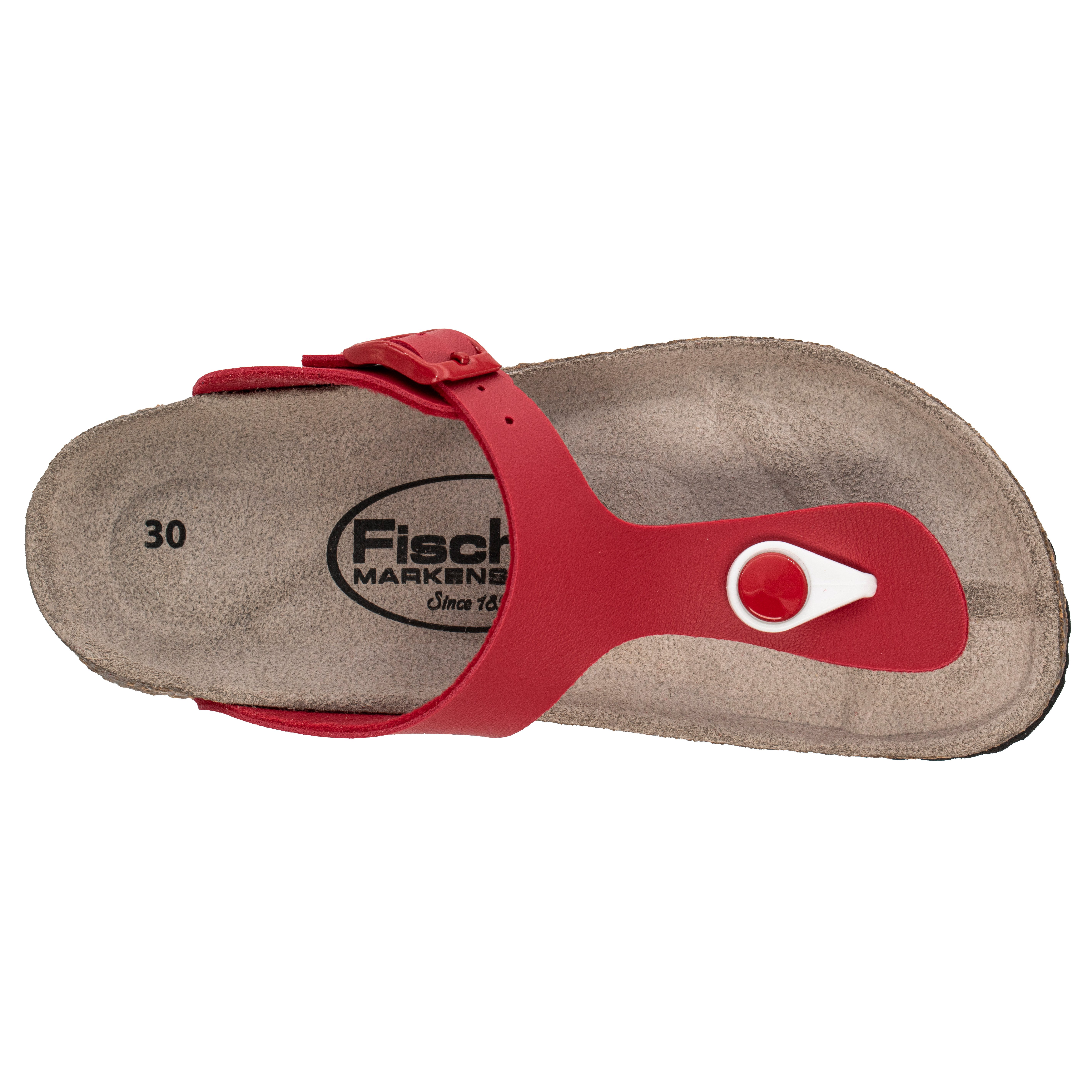 Fischer-Markenschuh Hawaii Zehentrenner aus Vegano (Lederimitat), mit Fleecefutter, Zehentrenner