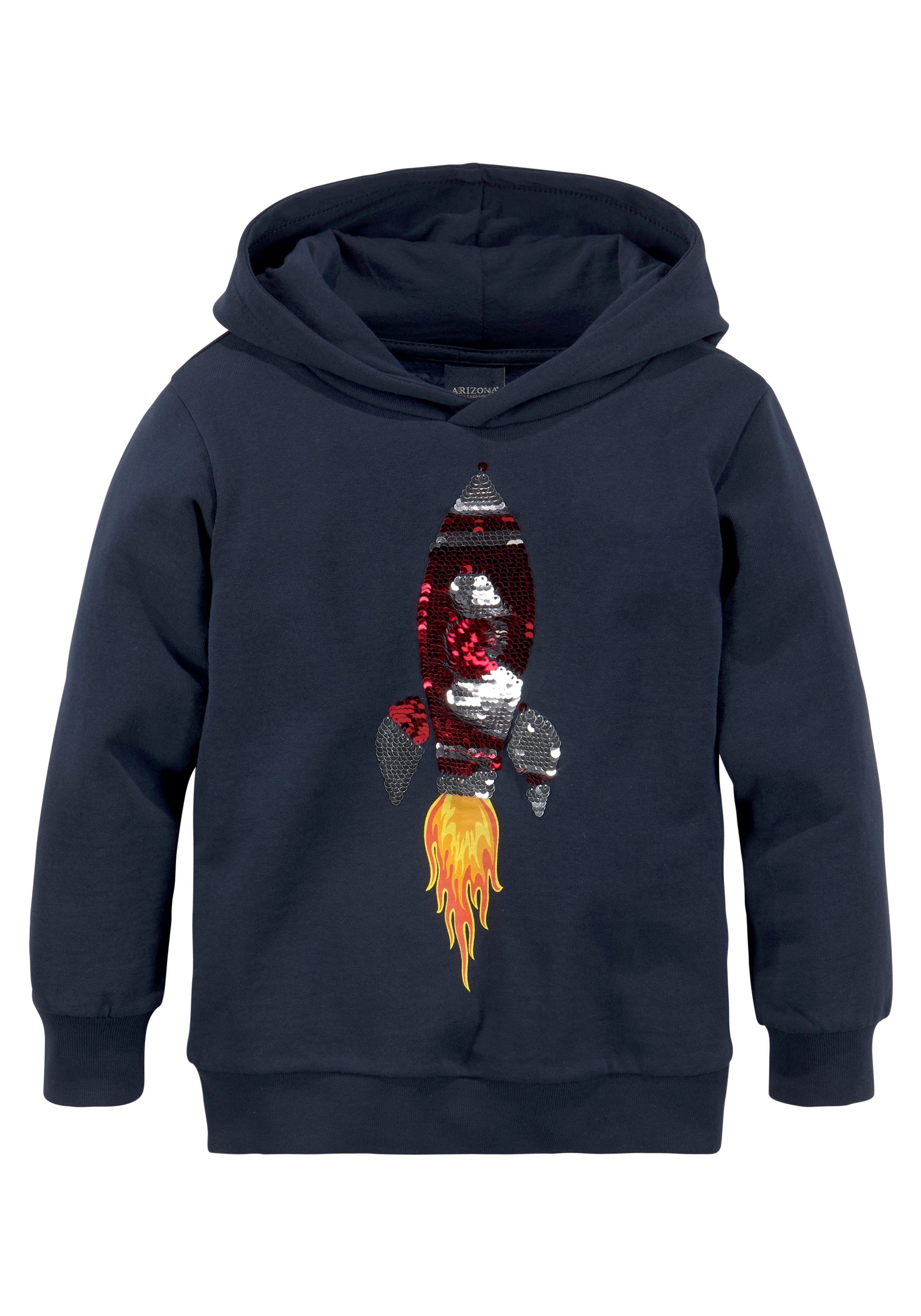 KIDSWORLD Kapuzensweatshirt Wendepailletten aus Rakete mit