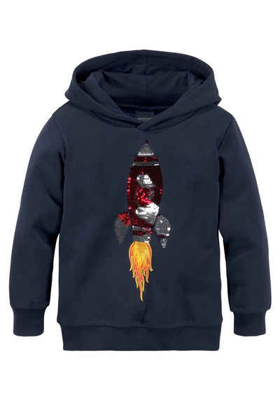 KIDSWORLD Kapuzensweatshirt mit Rakete aus Wendepailletten