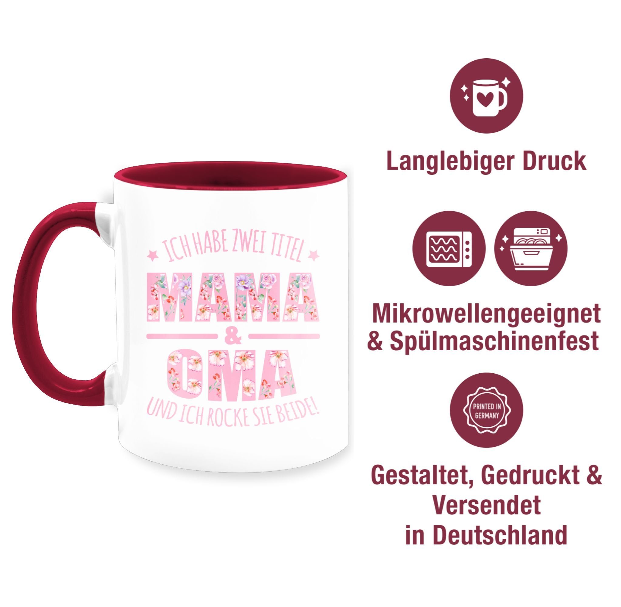 Keramik, & Oma Mama I habe Titel: Omi, zwei Tasse Bordeauxrot für Oma Shirtracer Ich 2 Kaffeetasse Muttertag