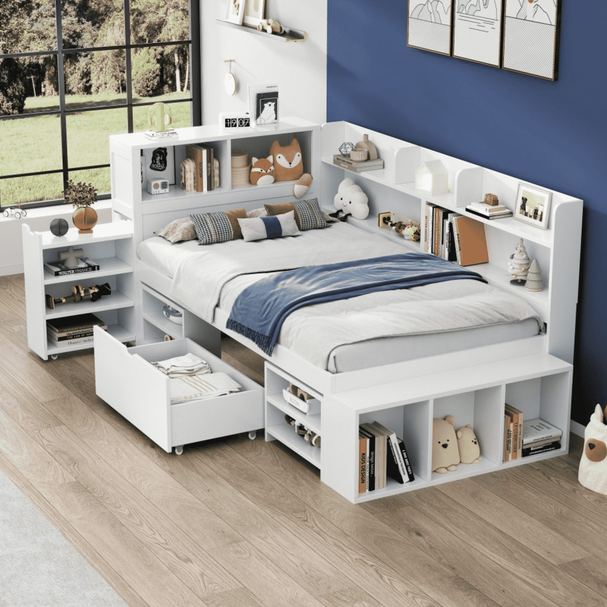 BlingBin Kinderbett Einzelbett, Multifunktionales Kinderbett, Stauraumbett, günstig online kaufen