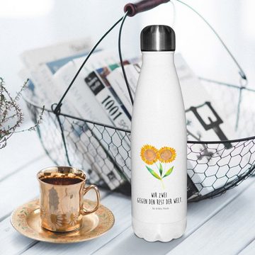 Mr. & Mrs. Panda Thermoflasche Blume Sonnenblume - Weiß - Geschenk, Thermoflasche, Lieblingsmensch, Motivierende Sprüche