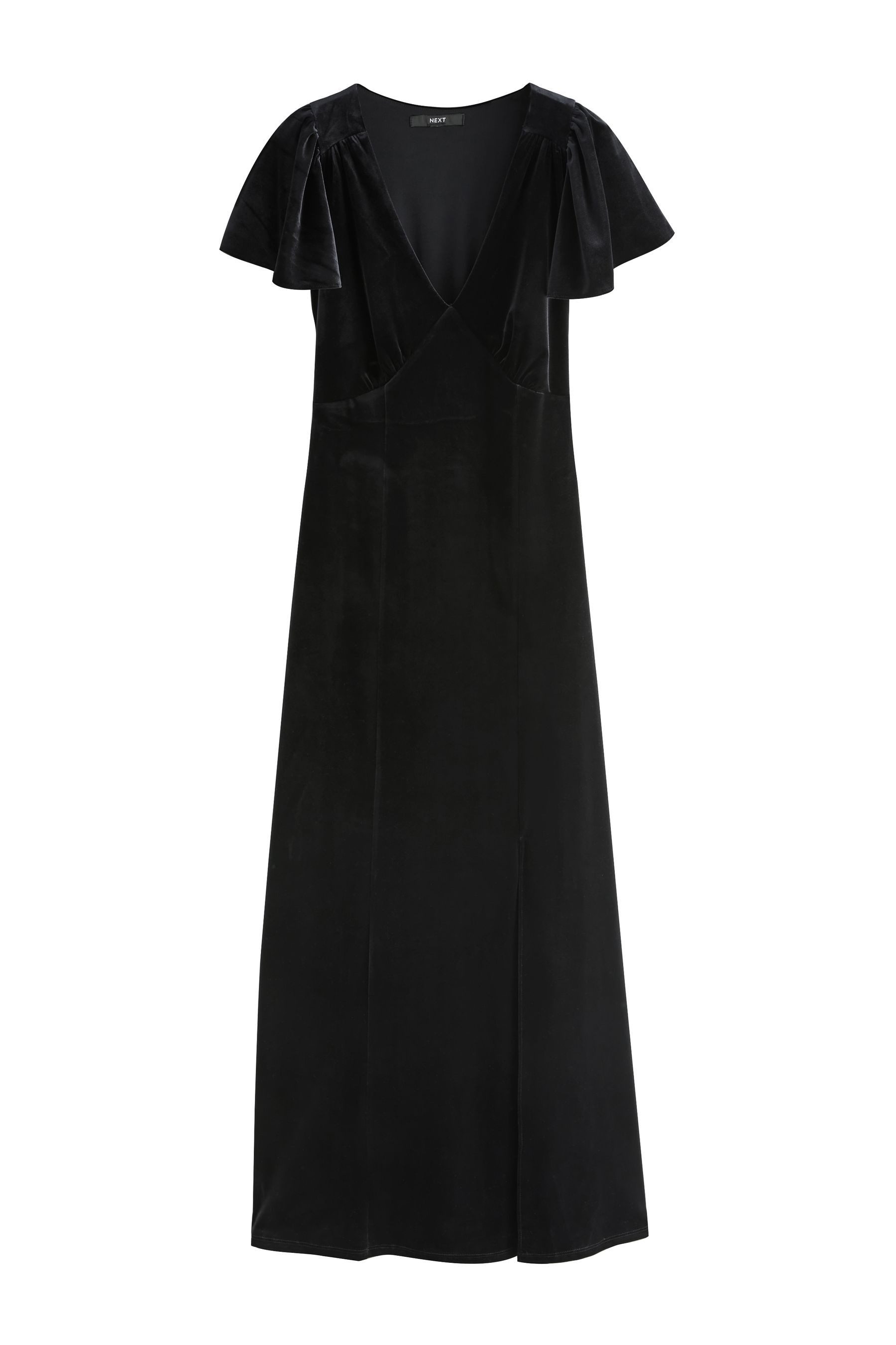 Next Samtkleid Maxikleid mit Flatterärmeln und Samt (1-tlg)