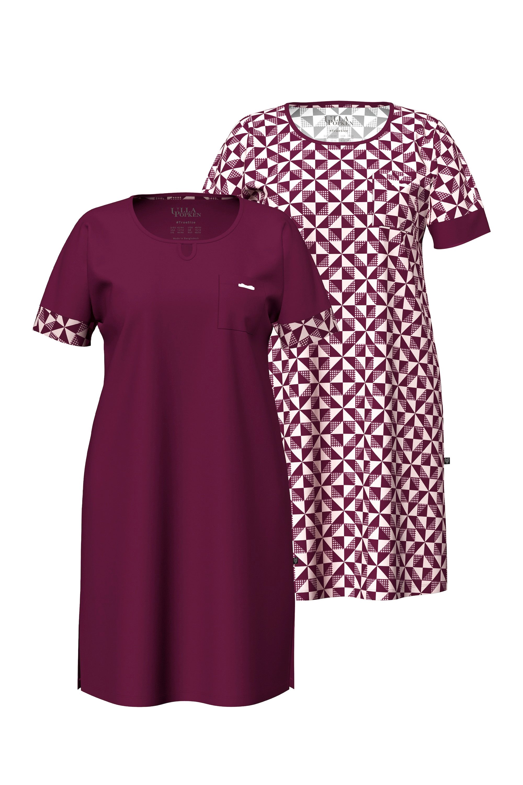 Ulla Popken Bigshirt Bigshirts 2er-Pack Karo Rundhals Halbarm