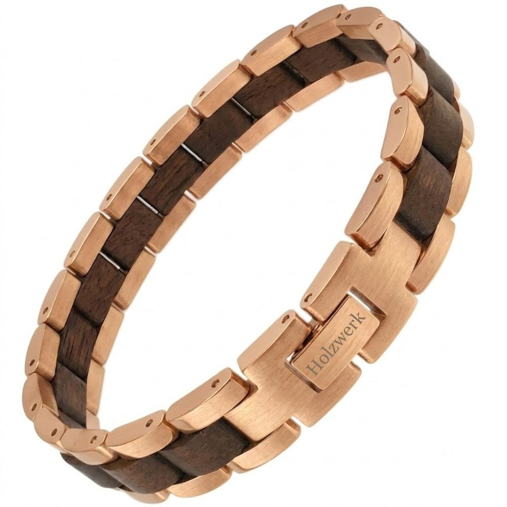Holzwerk Edelstahlarmband Designer Holz Armband, Armkette Gliederarmband, inklusive Armbandkürzer, Holz Unikate, ideal auch als Geschenk
