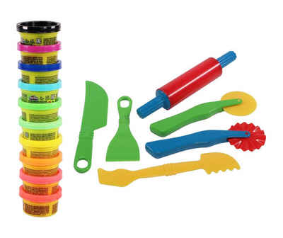 Knete Knete Party Turm (10 Farben) mit 6 teiligem Knetwerkzeug im Set