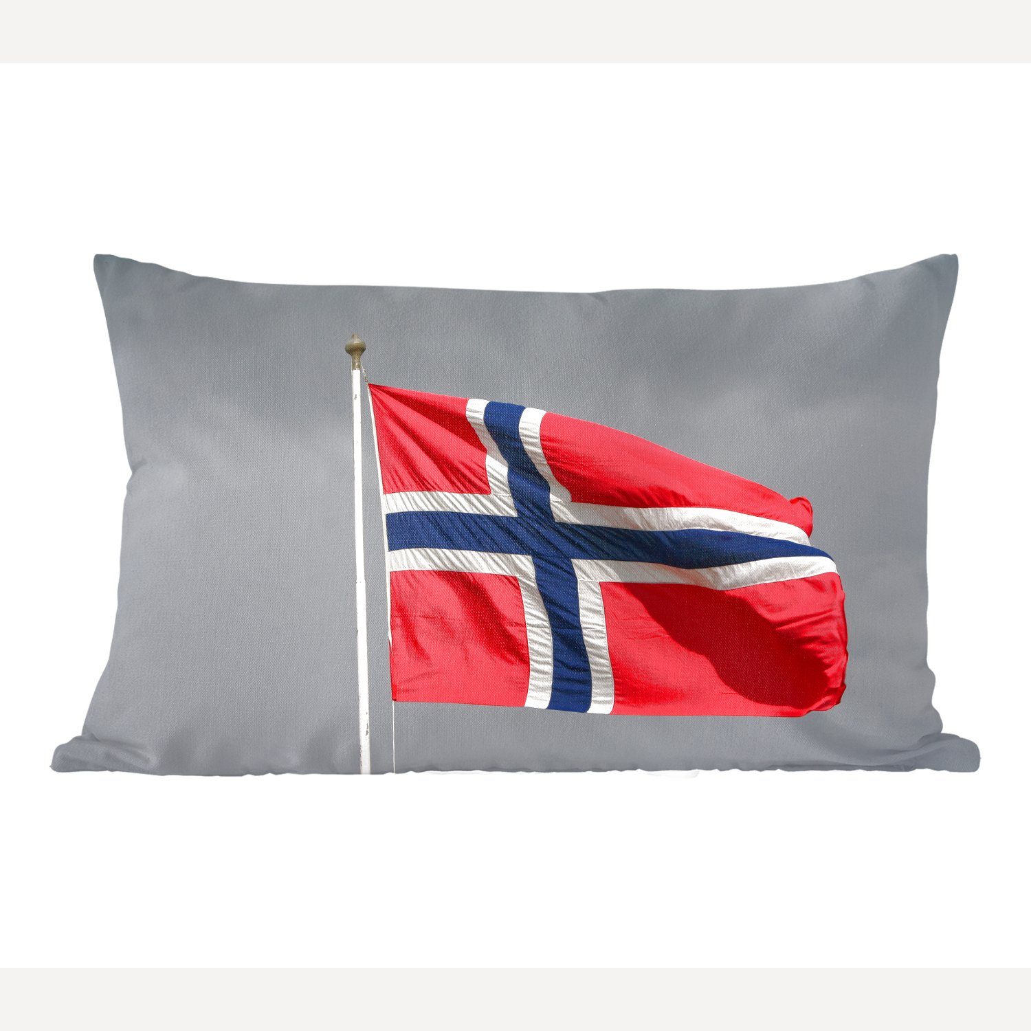 weht mit einem Wohzimmer Flagge Himmel, Die vor Dekoration, MuchoWow Füllung, norwegische Zierkissen, Dekokissen regnerischen grauen, Schlafzimmer Dekokissen