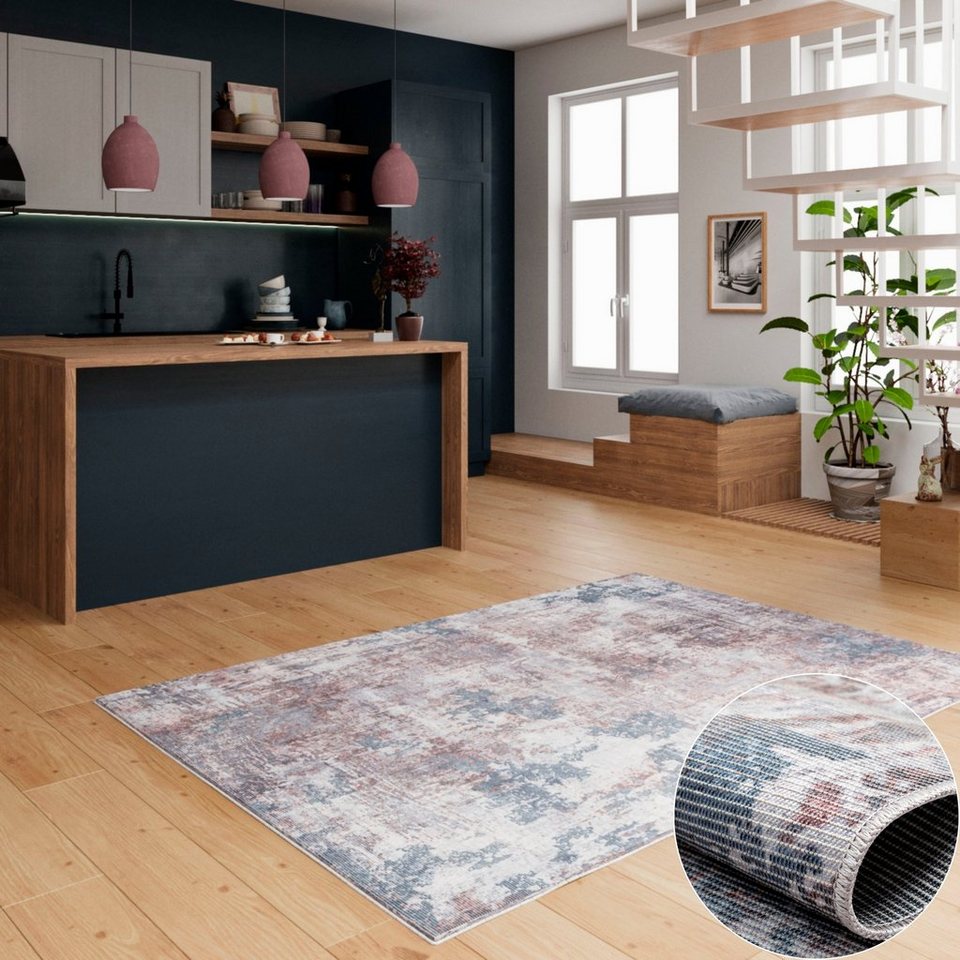 Teppich Mülenen, Home affaire, rechteckig, Höhe: 10 mm, Kurzflor, modernes  Design, waschbar, In- und Outdoor geeignet, 1,2 Kg/m² Gesamtgewicht