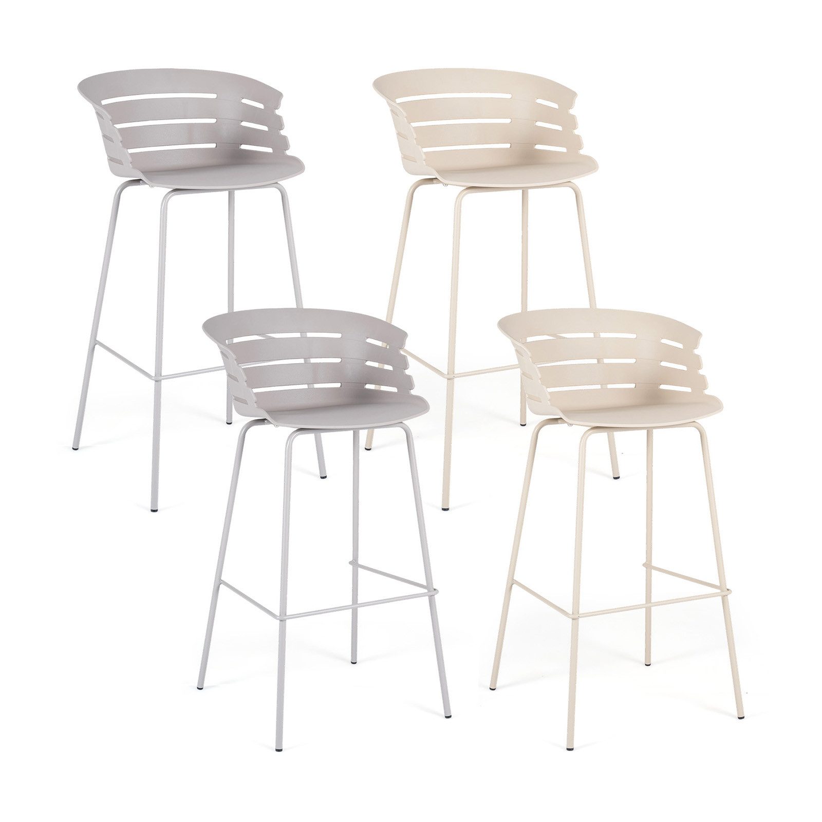 COSTWAY Barhocker mit Rückenlehne, 4er-Set, Moderne Barstühle mit Metallgestell 150 kg