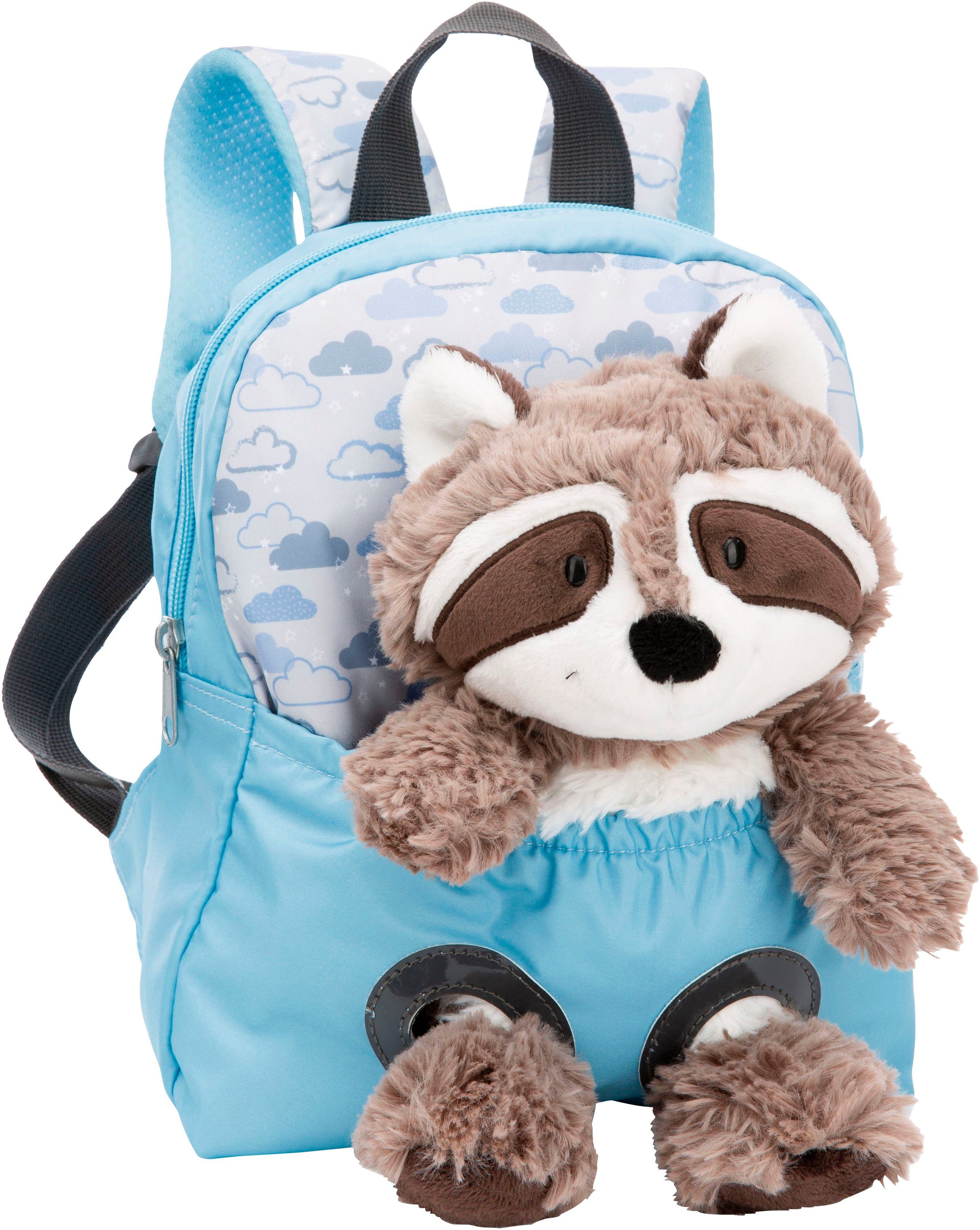 Nici Kinderrucksack Travel Friends, Rucksack mit Plüsch Waschbär, 25 cm