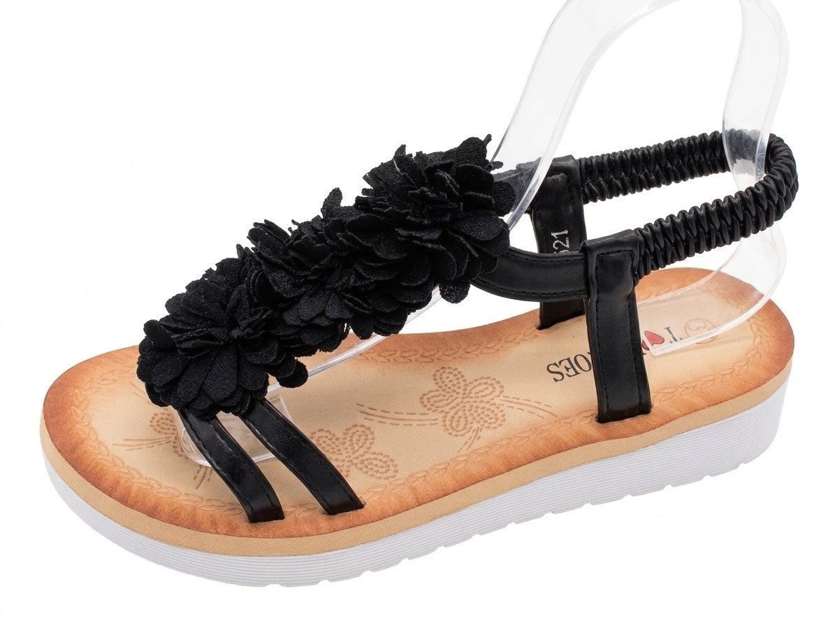 Pogolino WH521 Riemchensandale NICHT FÜR BREITE FÜßE!! Sandalen flach gepolstert mit Gummizug