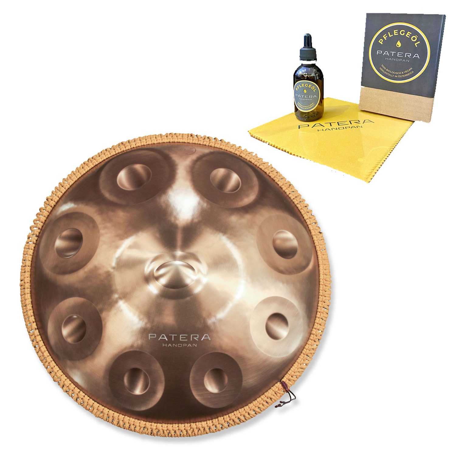 Handpan Patera Handpan HPDM-10 Compact Edelstahl D-Kurd mit Pflegeöl