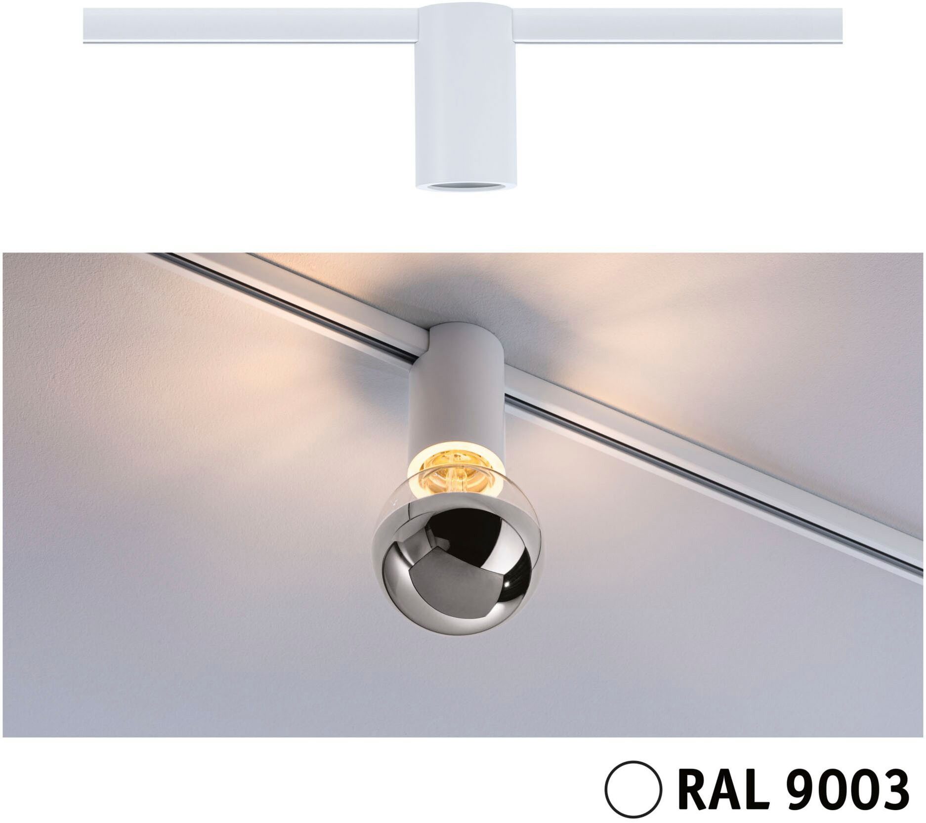 Paulmann Schienensystem-Leuchten URail Schienenspot Socket E27 max. 20W dimmbar 230V Signalweiß, ohne Leuchtmittel