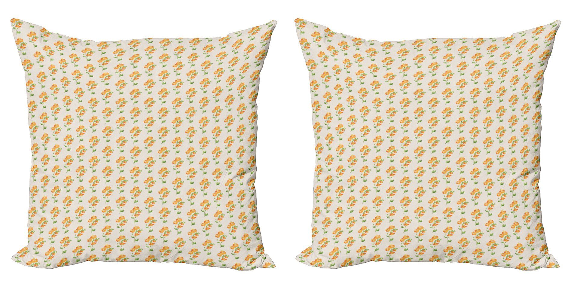 Kissenbezüge Modern Accent Doppelseitiger Digitaldruck, Abakuhaus (2 Stück), Burnt orange Blumen-Karikatur | Kissenbezüge