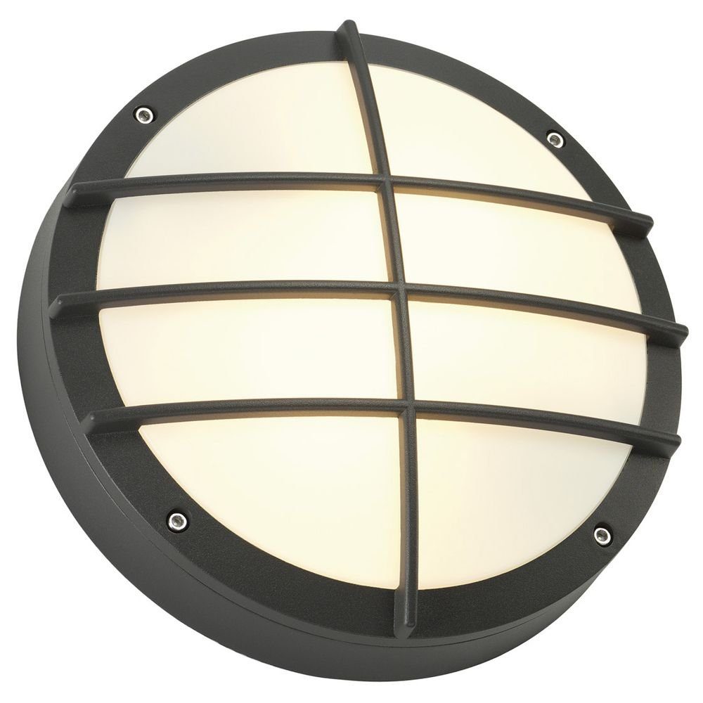 keine E27, Bulan Outdoor-Leuchte Wandleuchte Deckenleuchte Leuchtmittel Runde Nein, anthrazit, SLV warmweiss, Grid, Aussenlampe, Angabe, Aussenwandleuchte, enthalten: