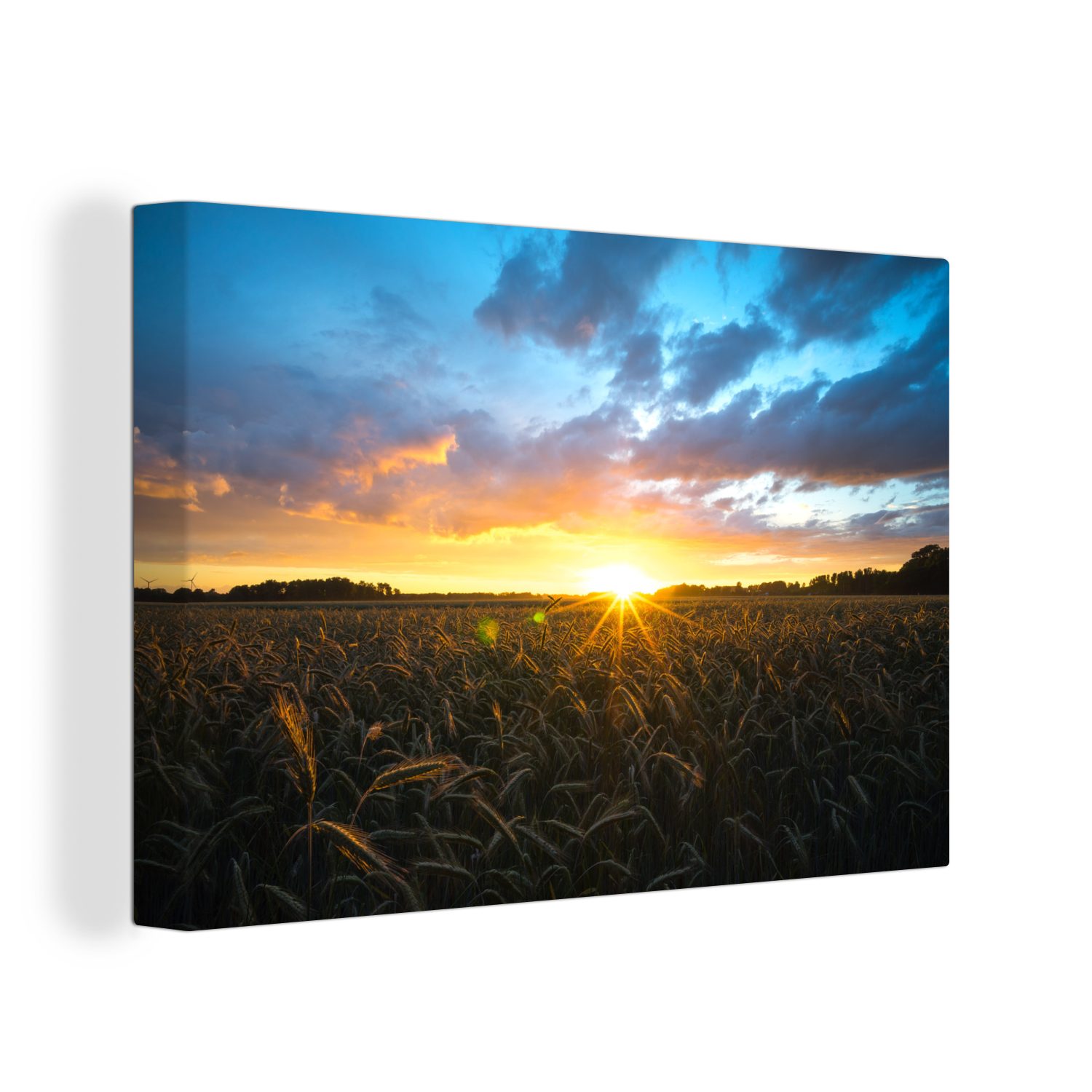 OneMillionCanvasses® Leinwandbild Sonne - Himmel - Mais, (1 St), Wandbild Leinwandbilder, Aufhängefertig, Wanddeko, 30x20 cm