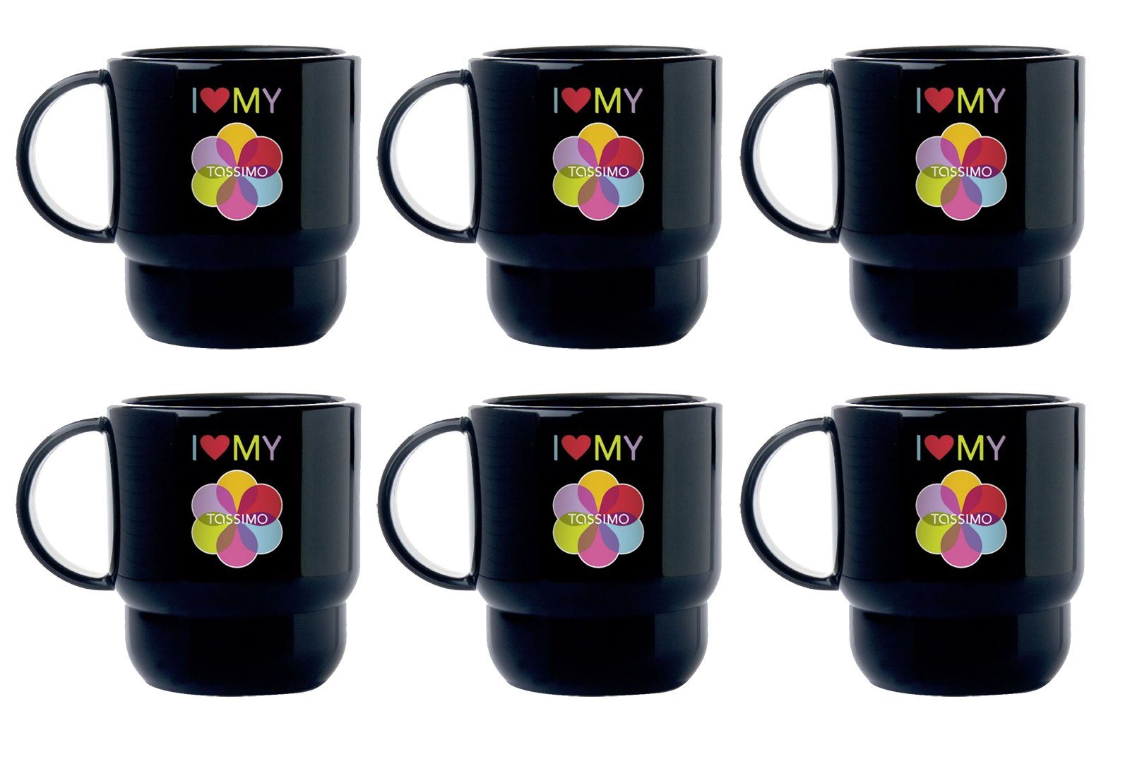 TUPPERWARE Tasse I (LOVE) MY TASSIMO, 6x Kaffeetasse Kunststoff Plastik Camping Set