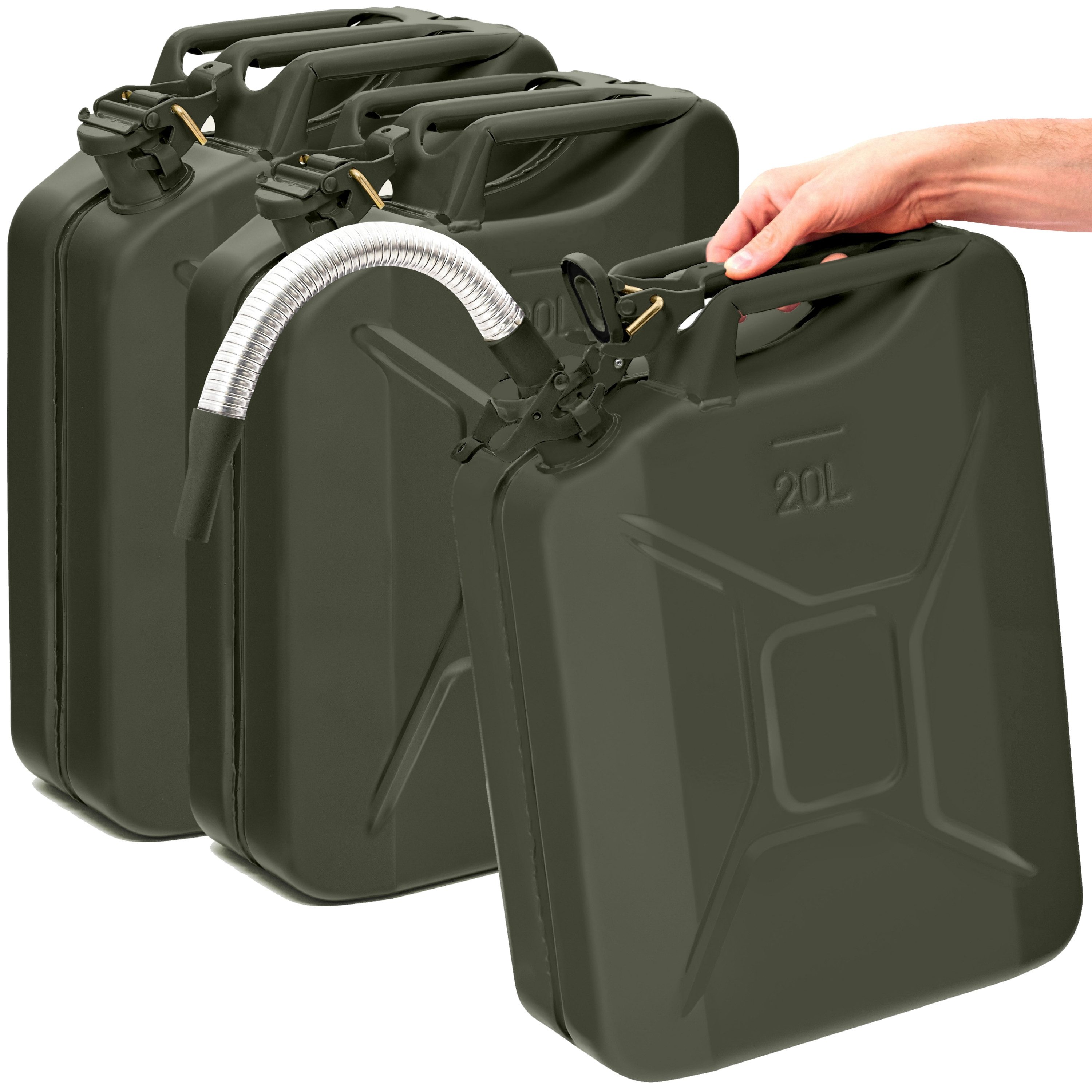 BW Benzinkanister Metall Kraftstoffkanister 20 L mit Ausgießer (mit Ausgießer, Made in Europe), TÜV-geprüft und UN-Zulassung