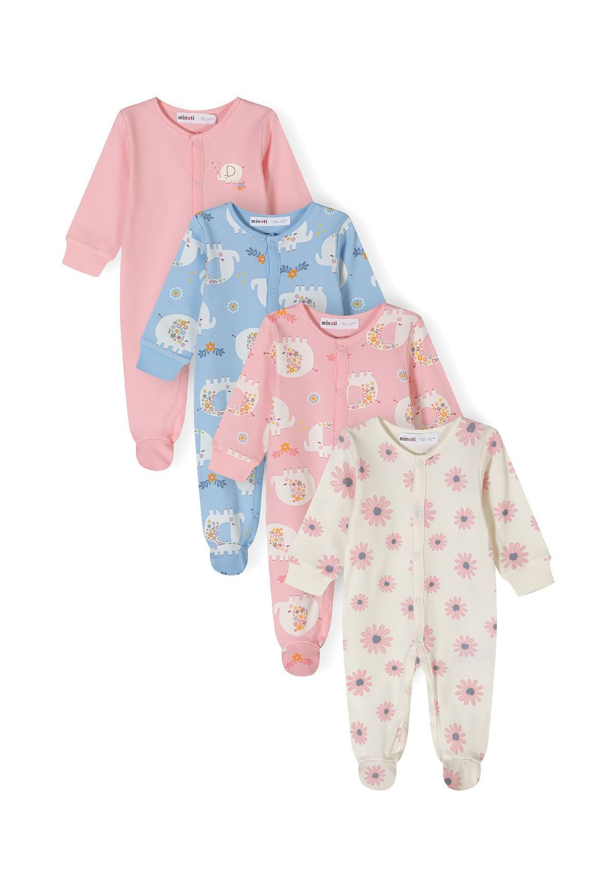 Schlafoverall Schlafanzüge mit Print, 4-er Pack (0-24m)