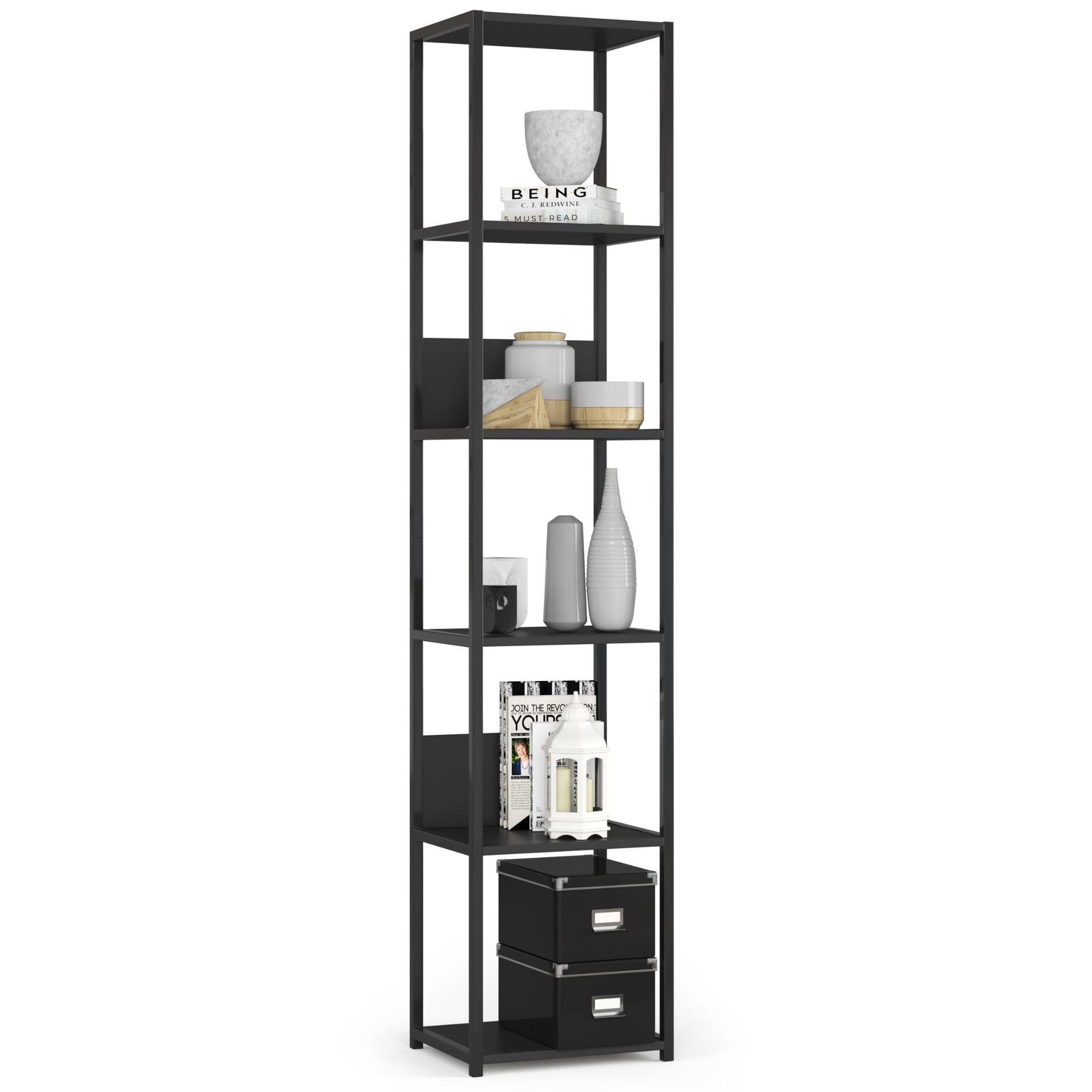 Milord Standregal Bücherregal 6 Ablagen 40/50cm Industrial Skelettbauweise günstig online kaufen