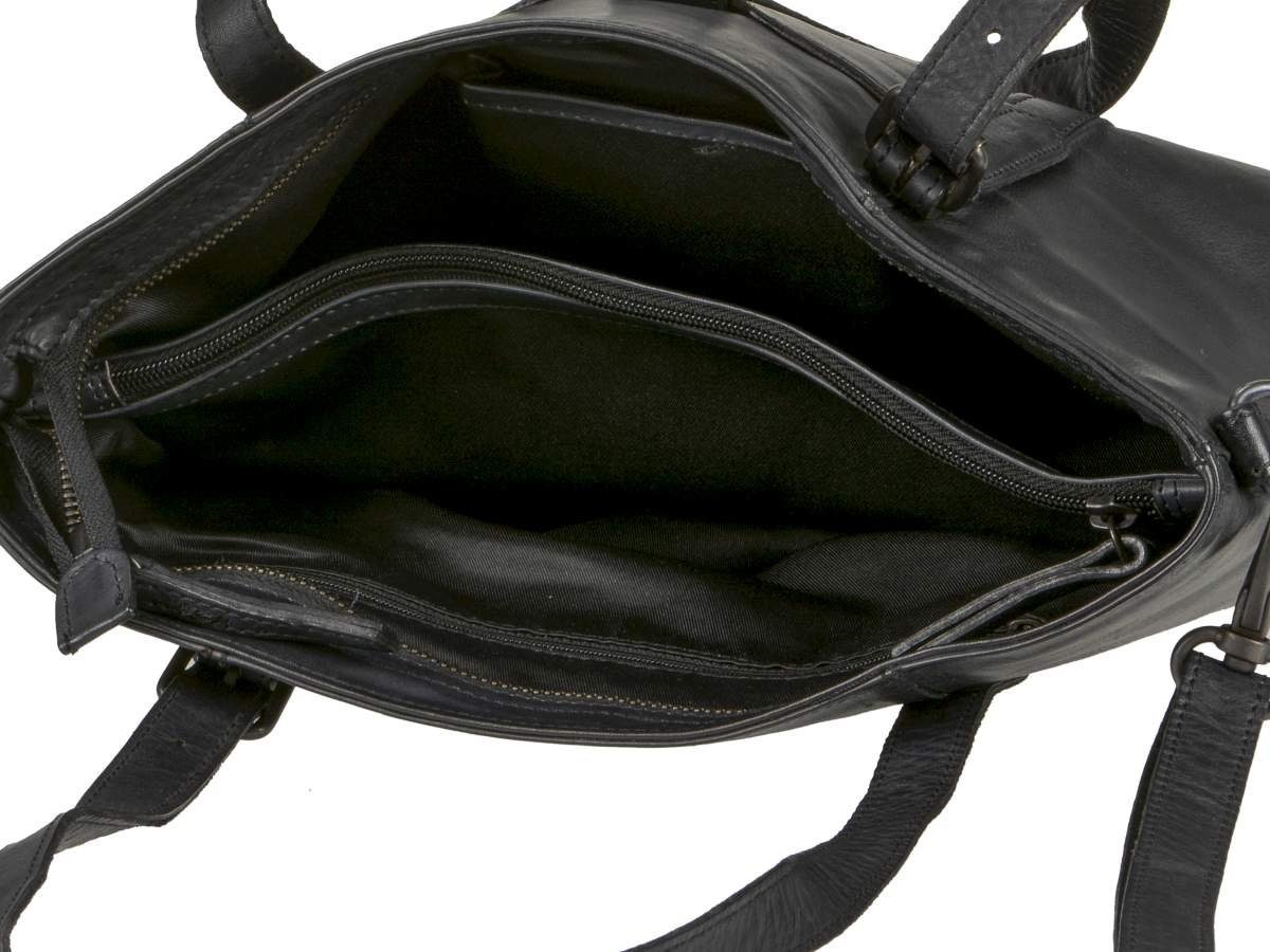Handtasche, Bear Leder Schultertasche, schwarz Umhängetasche Design knautschiges Shopper, Diede,