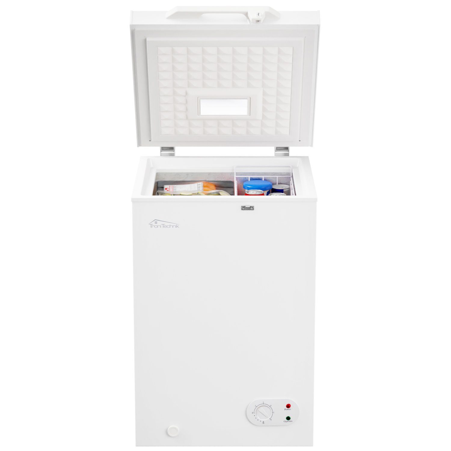 TroniTechnik Gefriertruhe Einstellbarer Temperaturregler, kühlen und gefrieren BORGAR 110 PRO, 55 cm breit, 100 l, inkl. Dual Thermostat, LED Licht, Griff, Schloss, Rollen, Einlegekorb